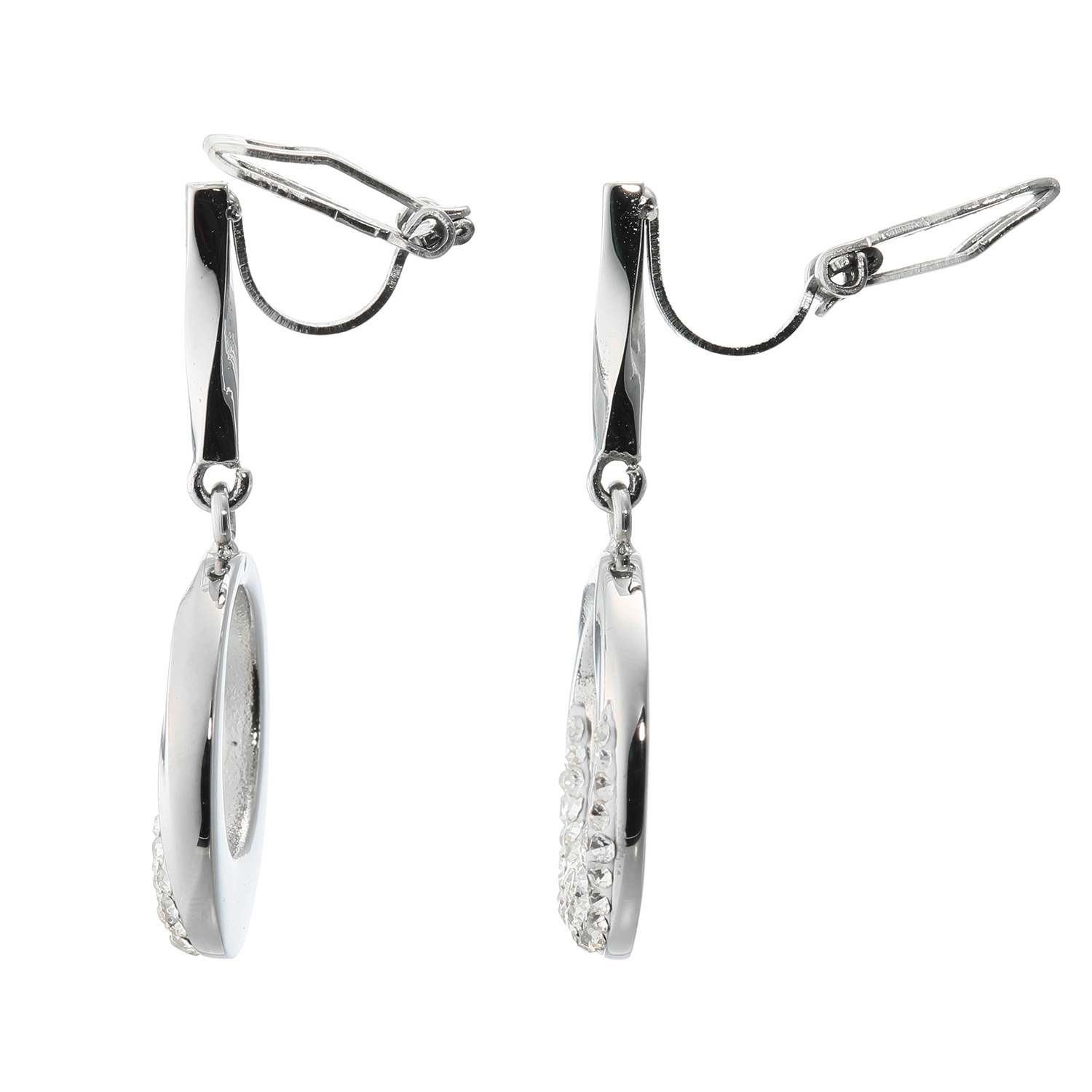 エービーステン ステンレス クリスタルガラス オープンラウンド イヤリング／ピアス