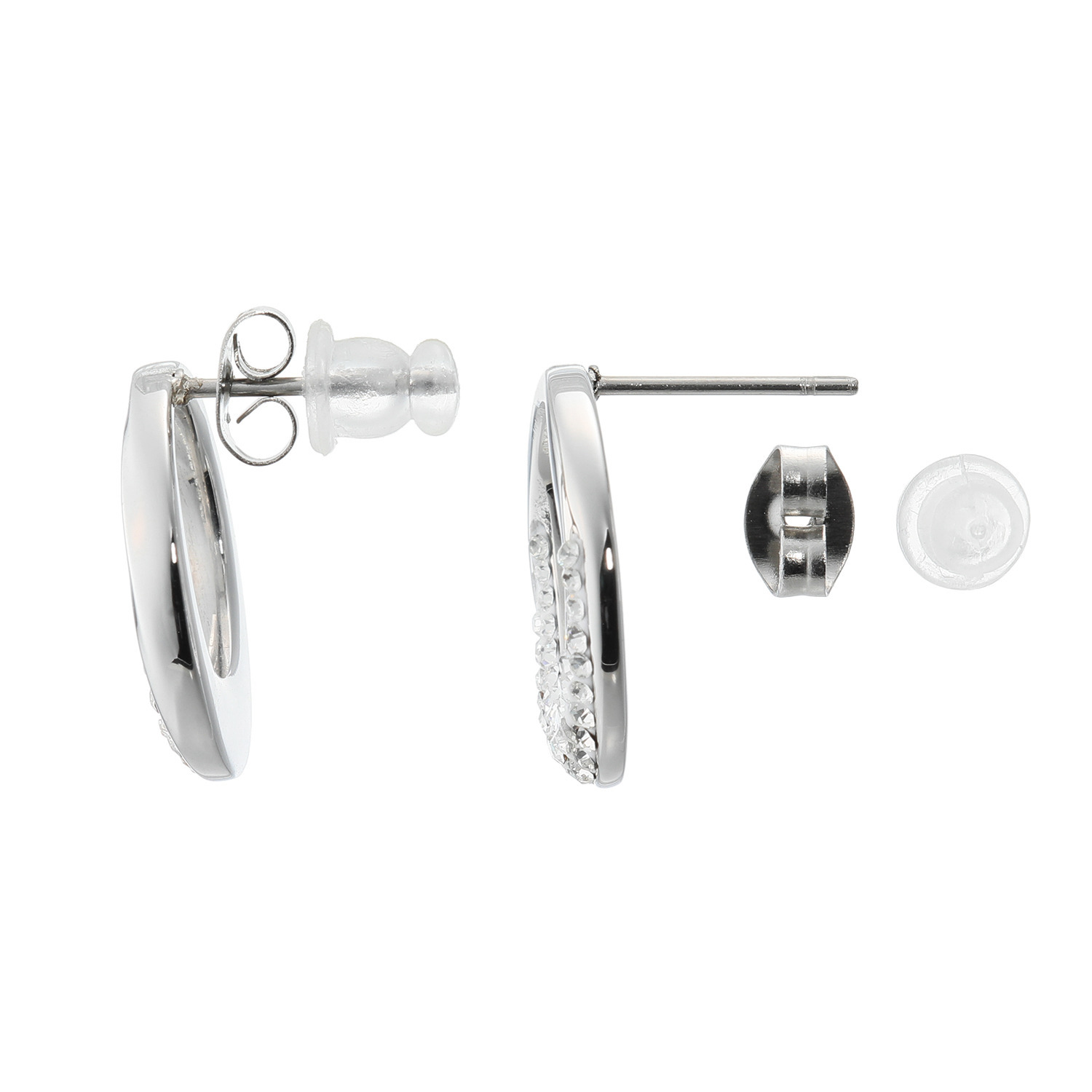 エービーステン ステンレス クリスタルガラス オープンラウンド イヤリング／ピアス