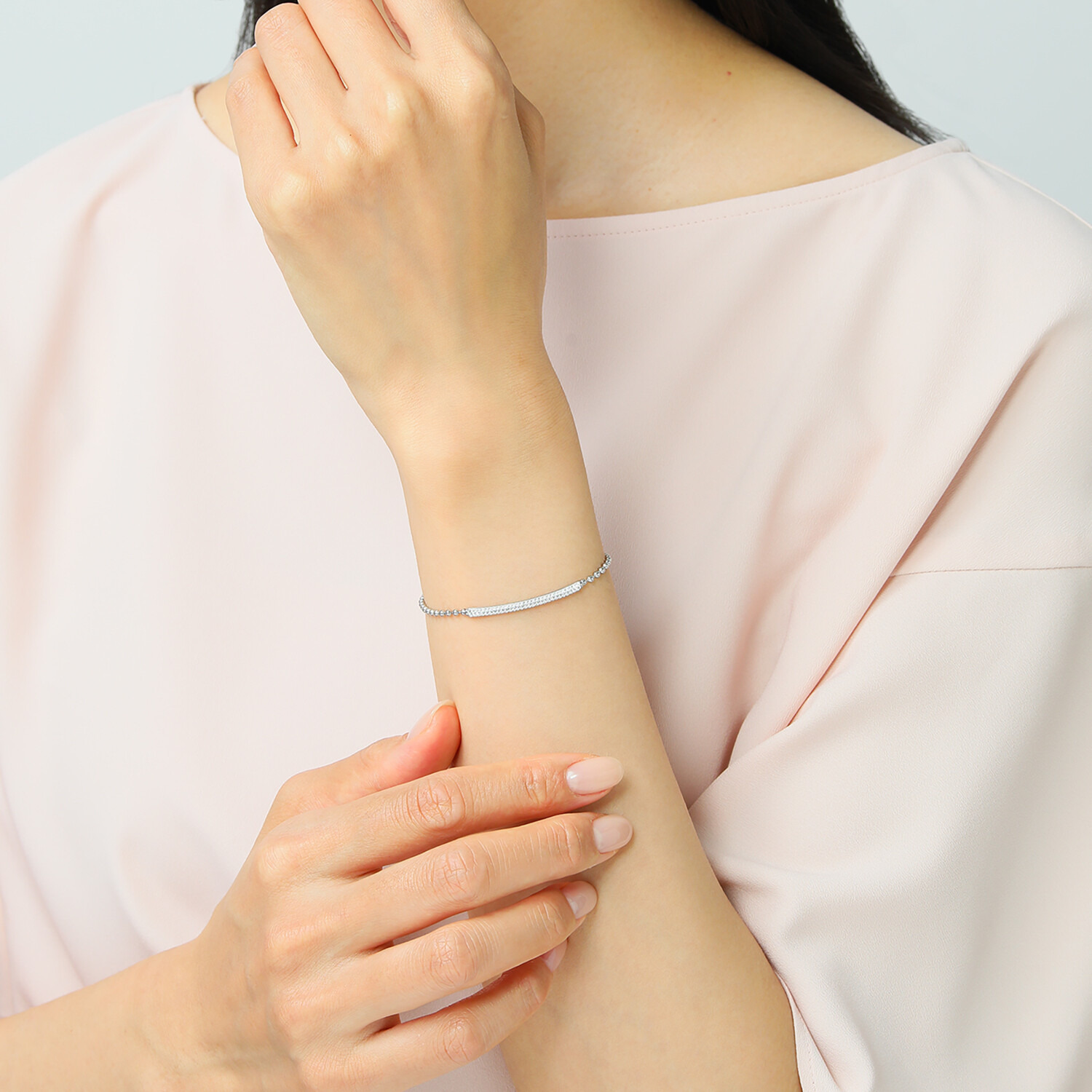 エービーステン ステンレス クリスタルガラス パヴェ バーブレスレット