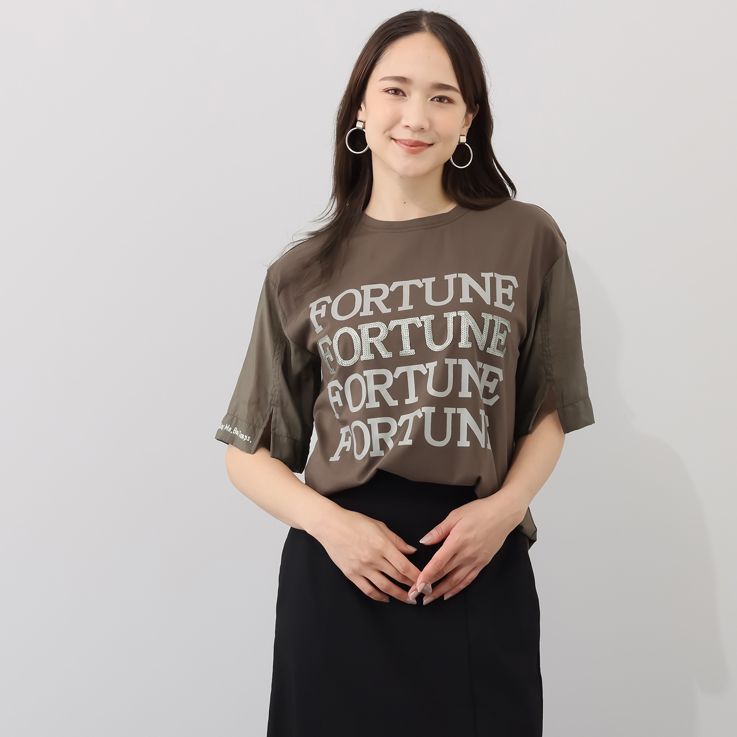 スタイル・ラヴィー スパンコール プリントアクセント プルオーバー