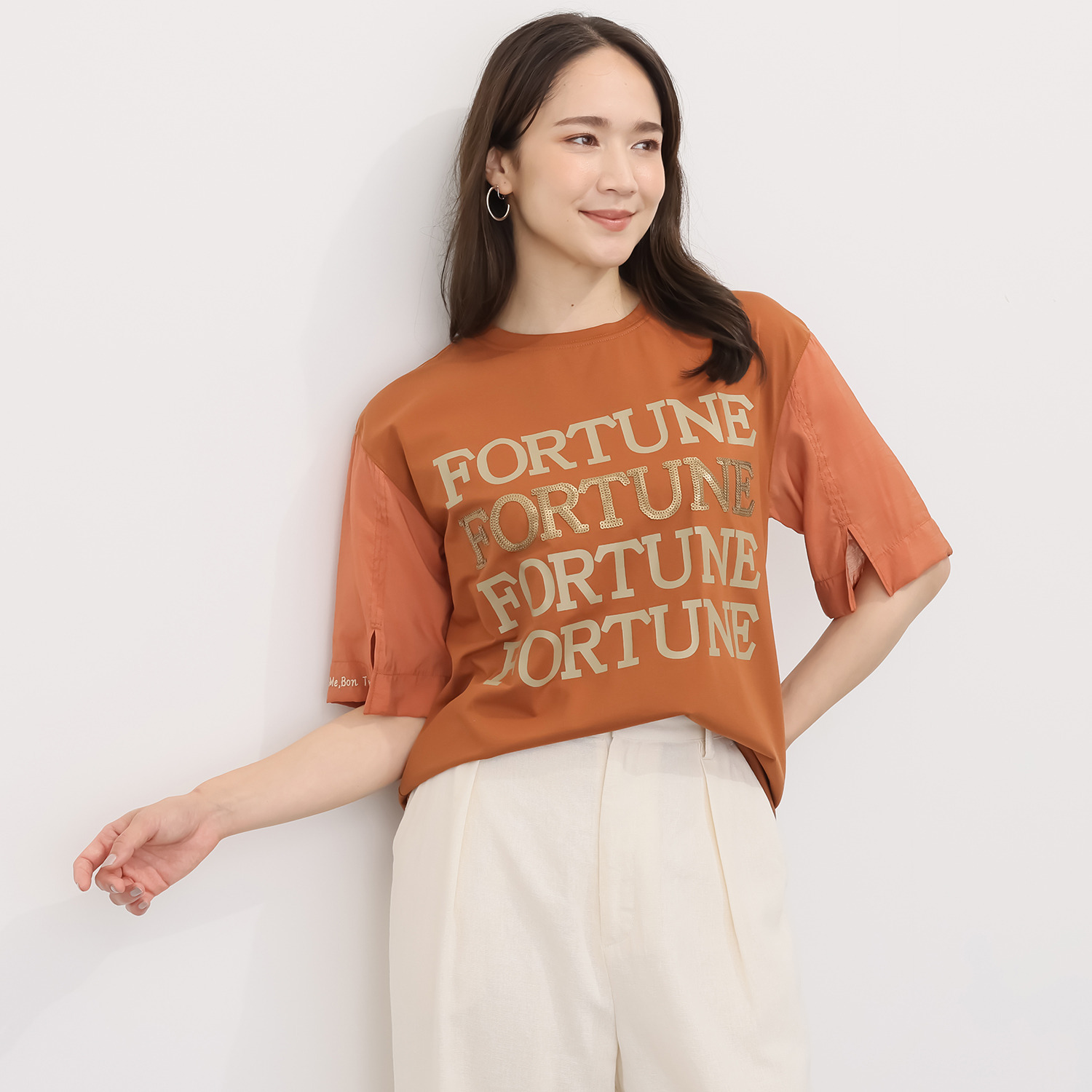 スタイル・ラヴィー スパンコール プリントアクセント プルオーバー