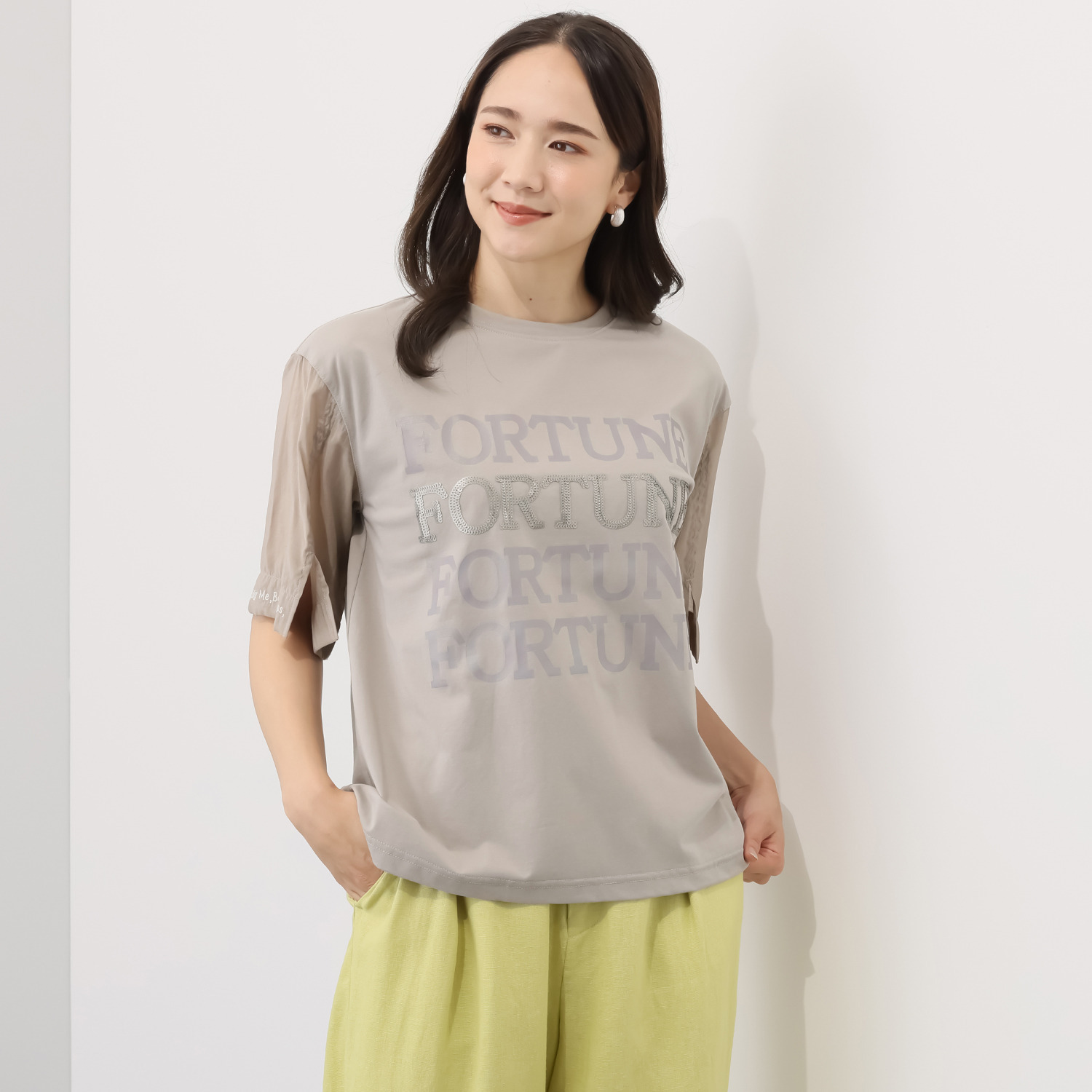 スタイル・ラヴィー スパンコール プリントアクセント プルオーバー