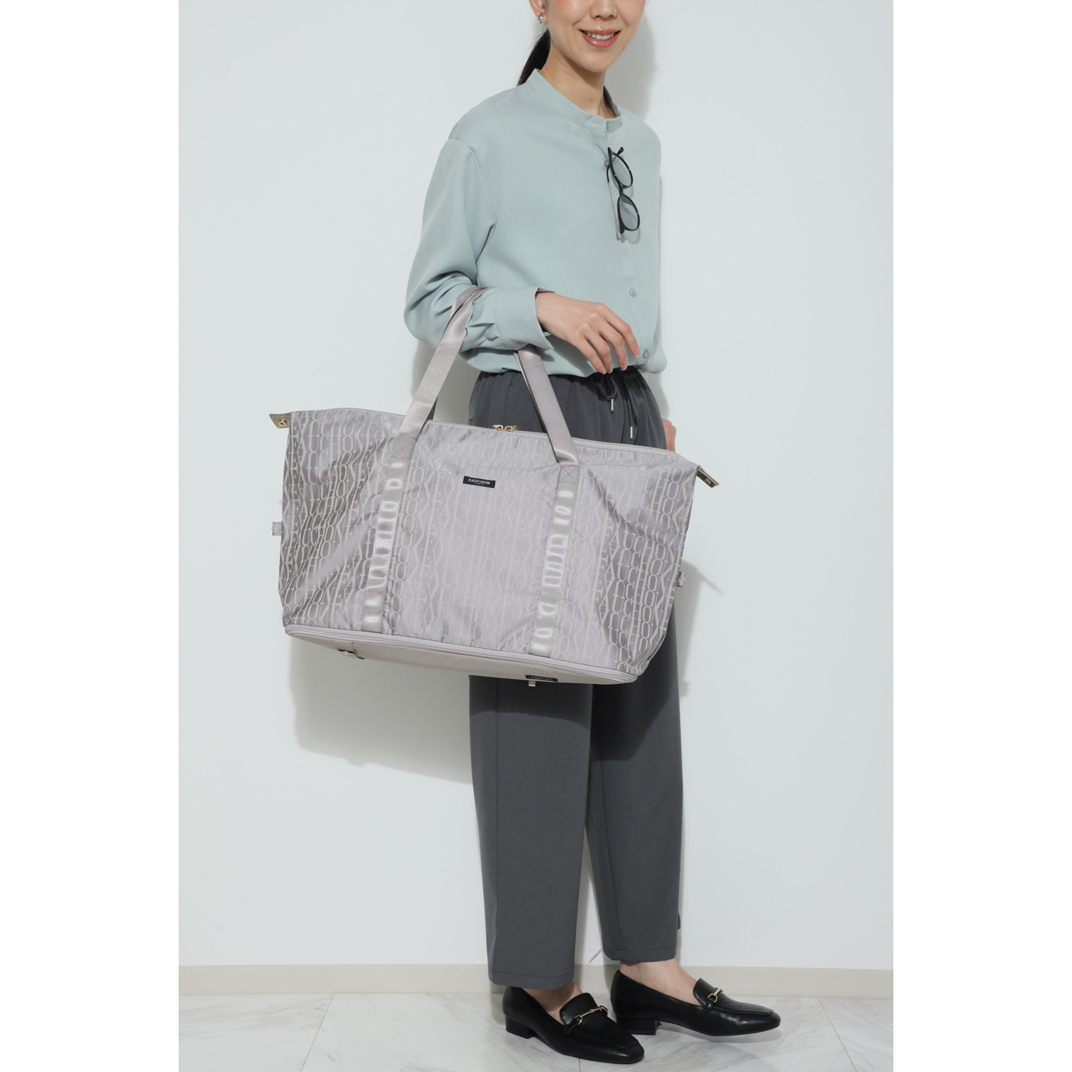 フォション ジャガード織 伸ばせて容量ＵＰ♪ ２ＷＡＹ ポケッタブルトートバッグ