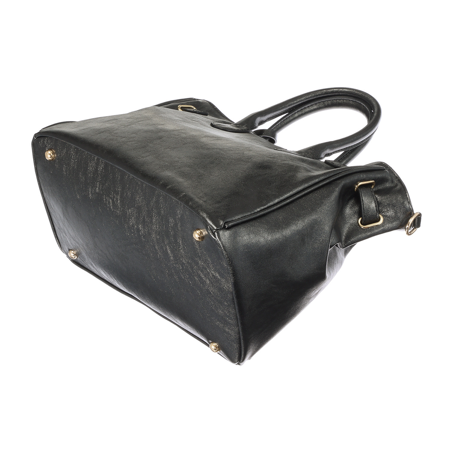 ドレス オリジナルの 裏地プリントがキュート！ バックルベルトアクセント シャイニー ２ウェイトートバッグ