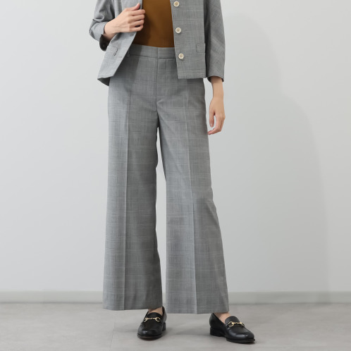 ジュンコ　シマダ　サマーウール混素材　グレンチェック　ストレートパンツ