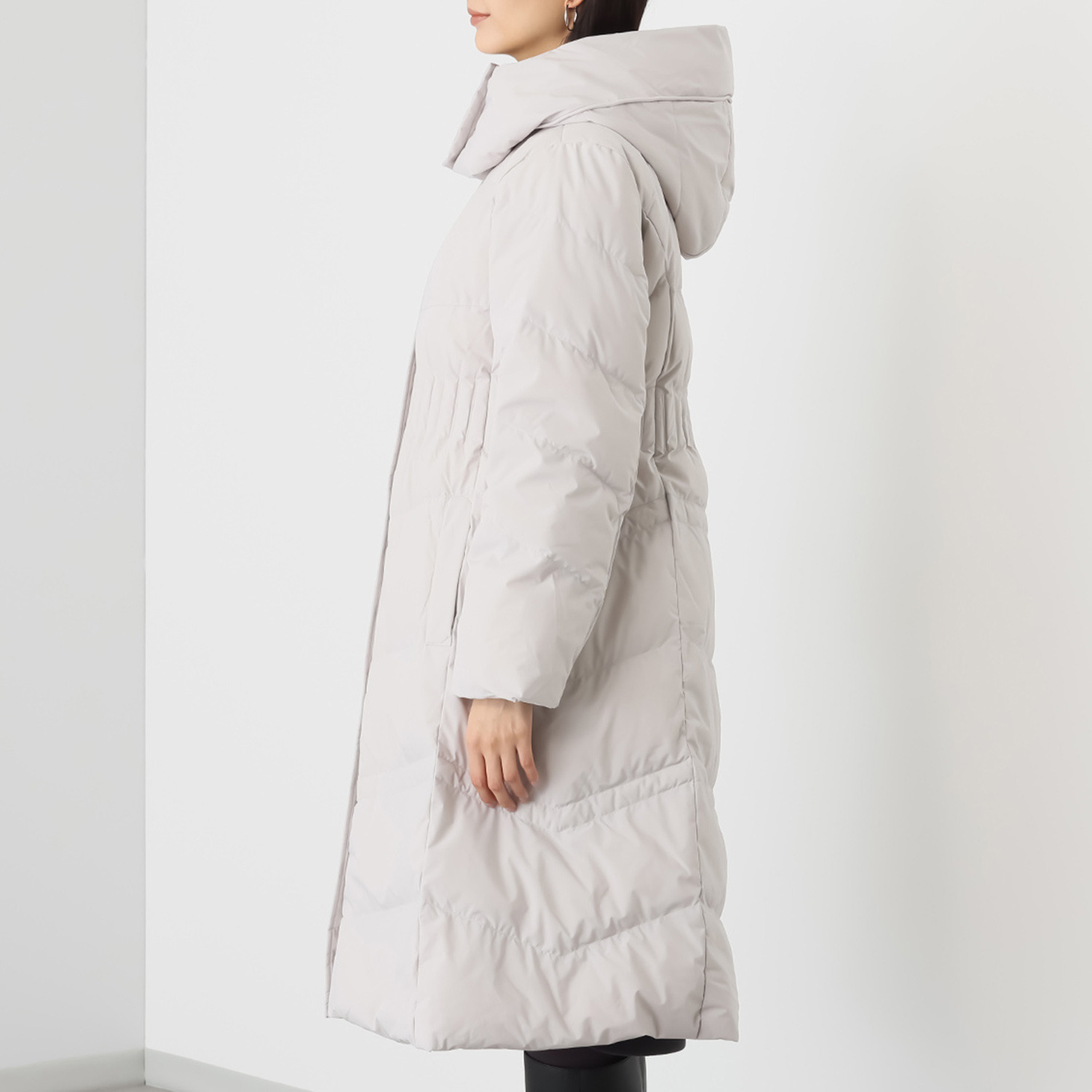 スタイルフライ はっ水 ウエストステッチで細見え Ａライン ロングダウンコート