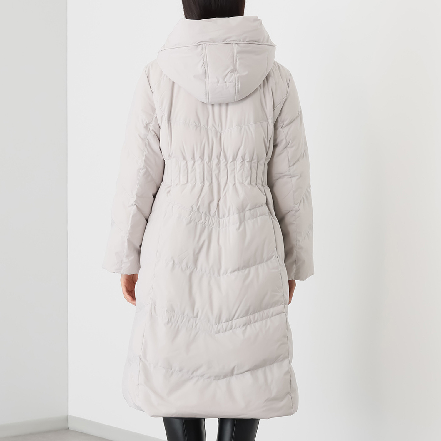 スタイルフライ はっ水 ウエストステッチで細見え Ａライン ロングダウンコート