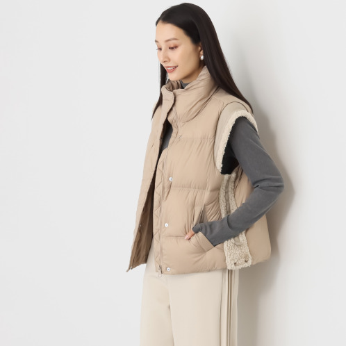 スタイルフライ　はっ水　シープボア調切替　ダウンベスト