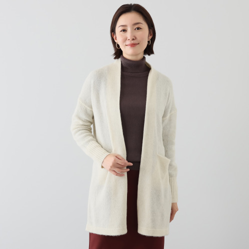 ソアージュ　ベビーアルパカ１００％　ふんわり暖かい　ロング丈コーディガン