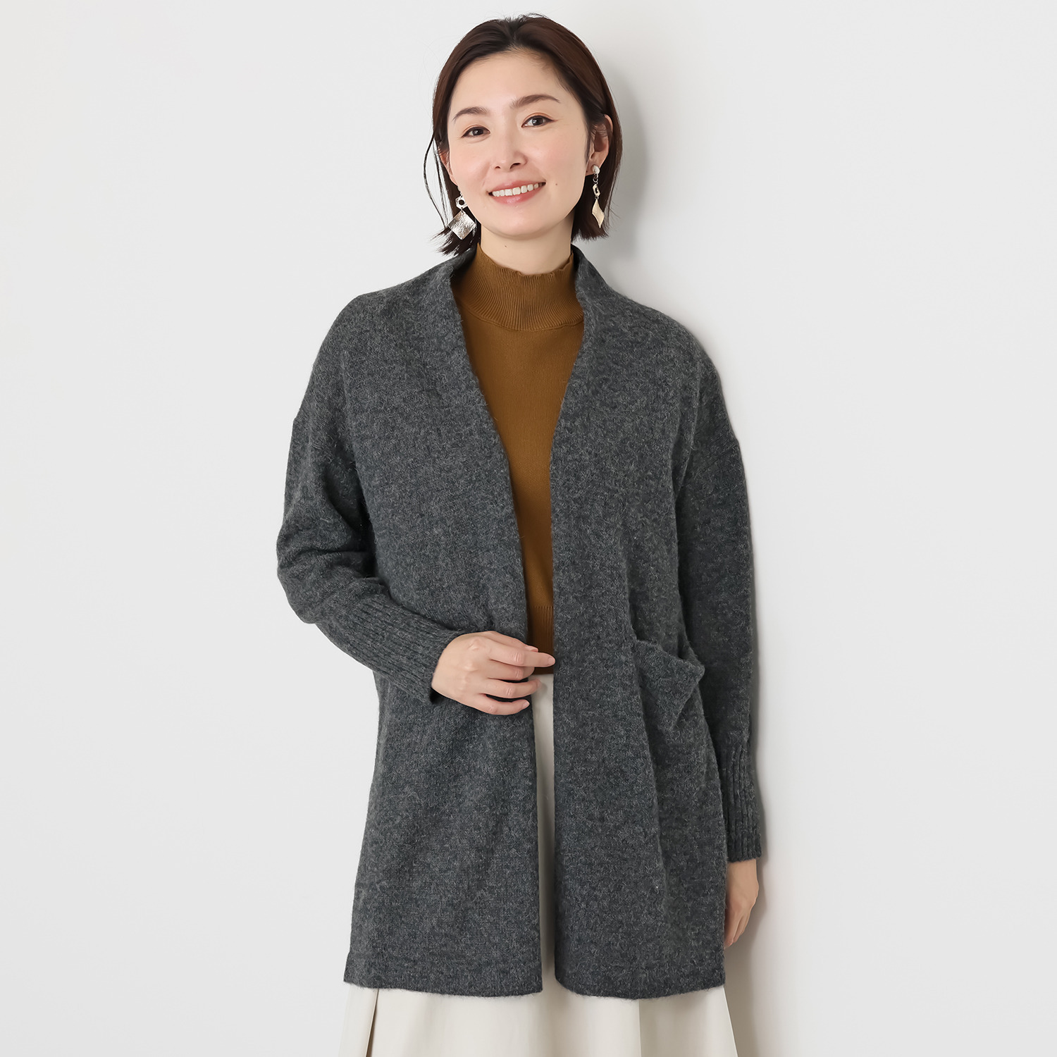 ソアージュ ベビーアルパカ１００％ ふんわり暖かい ロング丈コーディガン