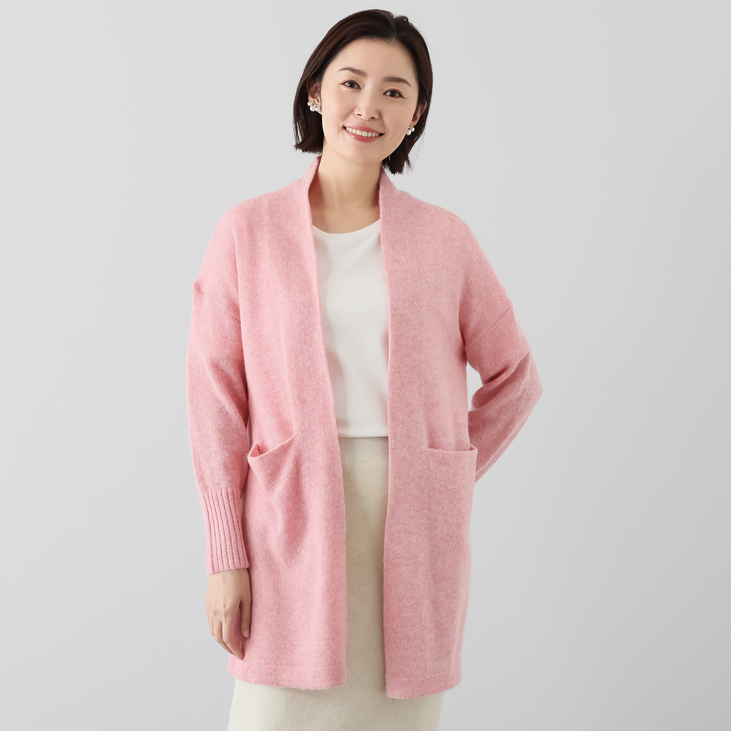 ソアージュ ベビーアルパカ１００％ ふんわり暖かい ロング丈コーディガン