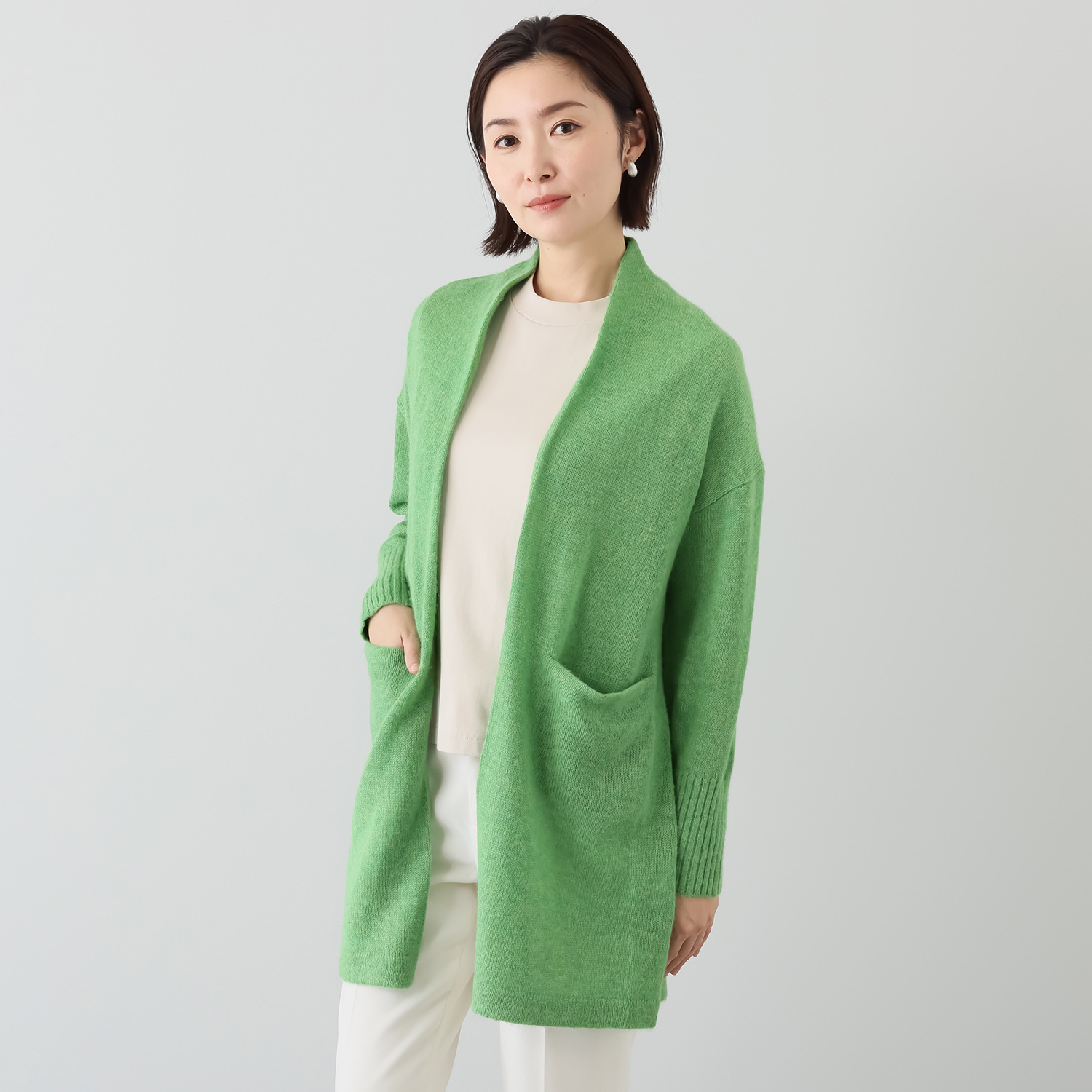 ソアージュ ベビーアルパカ１００％ ふんわり暖かい ロング丈コーディガン