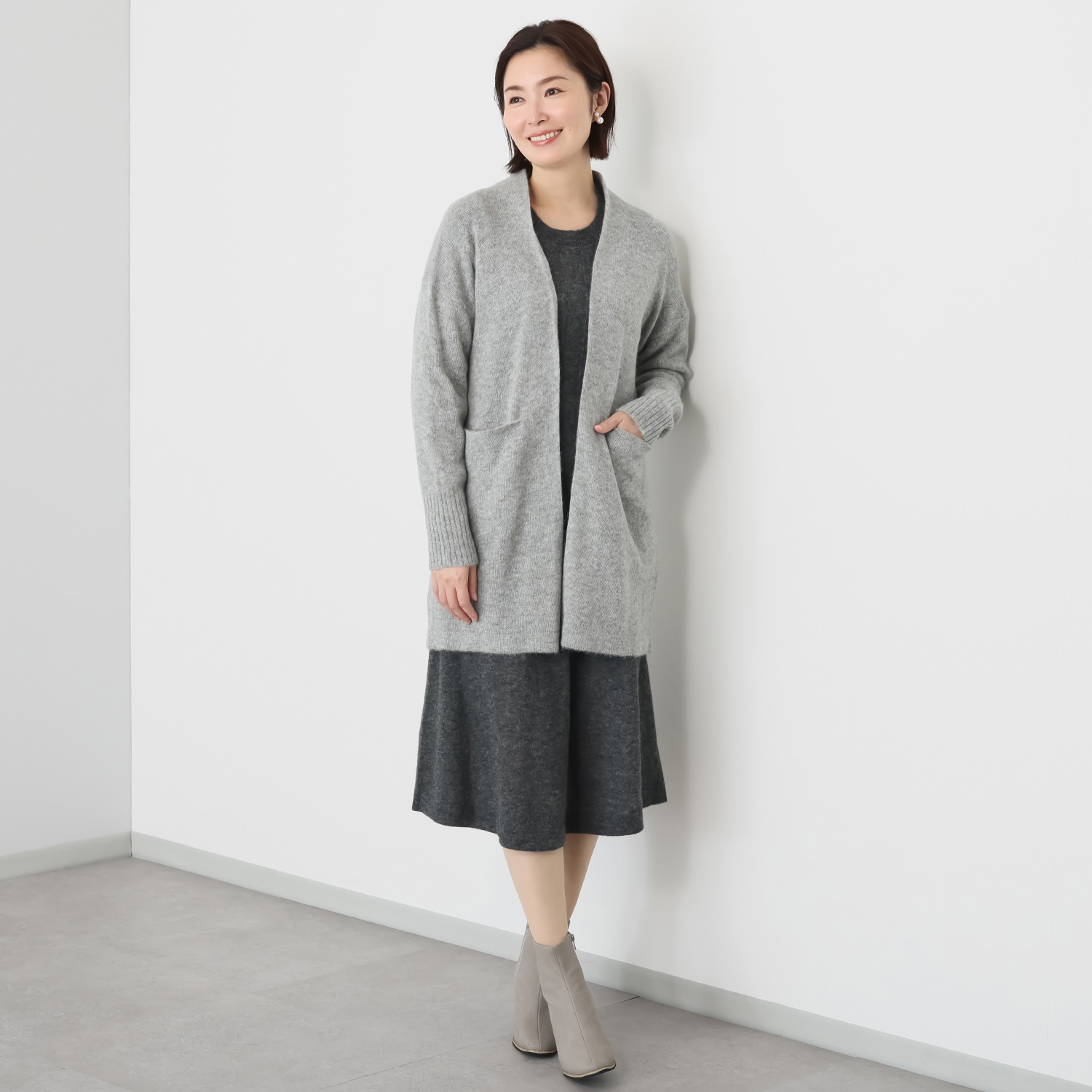 ソアージュ ベビーアルパカ１００％ ふんわり暖かい ロング丈コーディガン