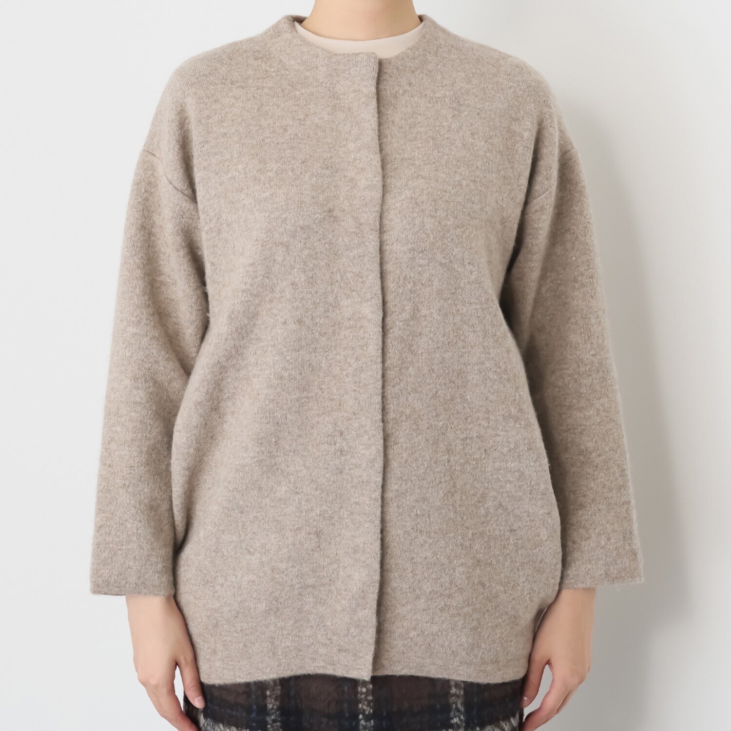 ソアージュ ベビーアルパカ ふんわり暖かい コクーンシルエット 締結ニットコート