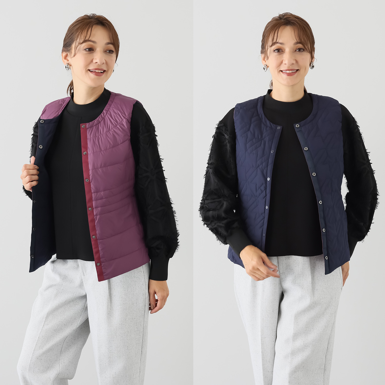 スタイル・ラヴィー 着回し抜群！ 中綿入りあったか リバーシブルダウンベスト