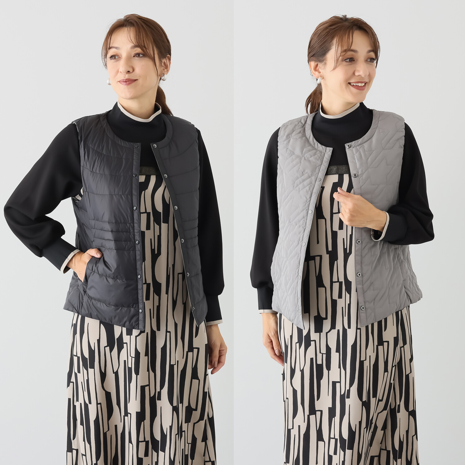 スタイル・ラヴィー 着回し抜群！ 中綿入りあったか リバーシブルダウンベスト