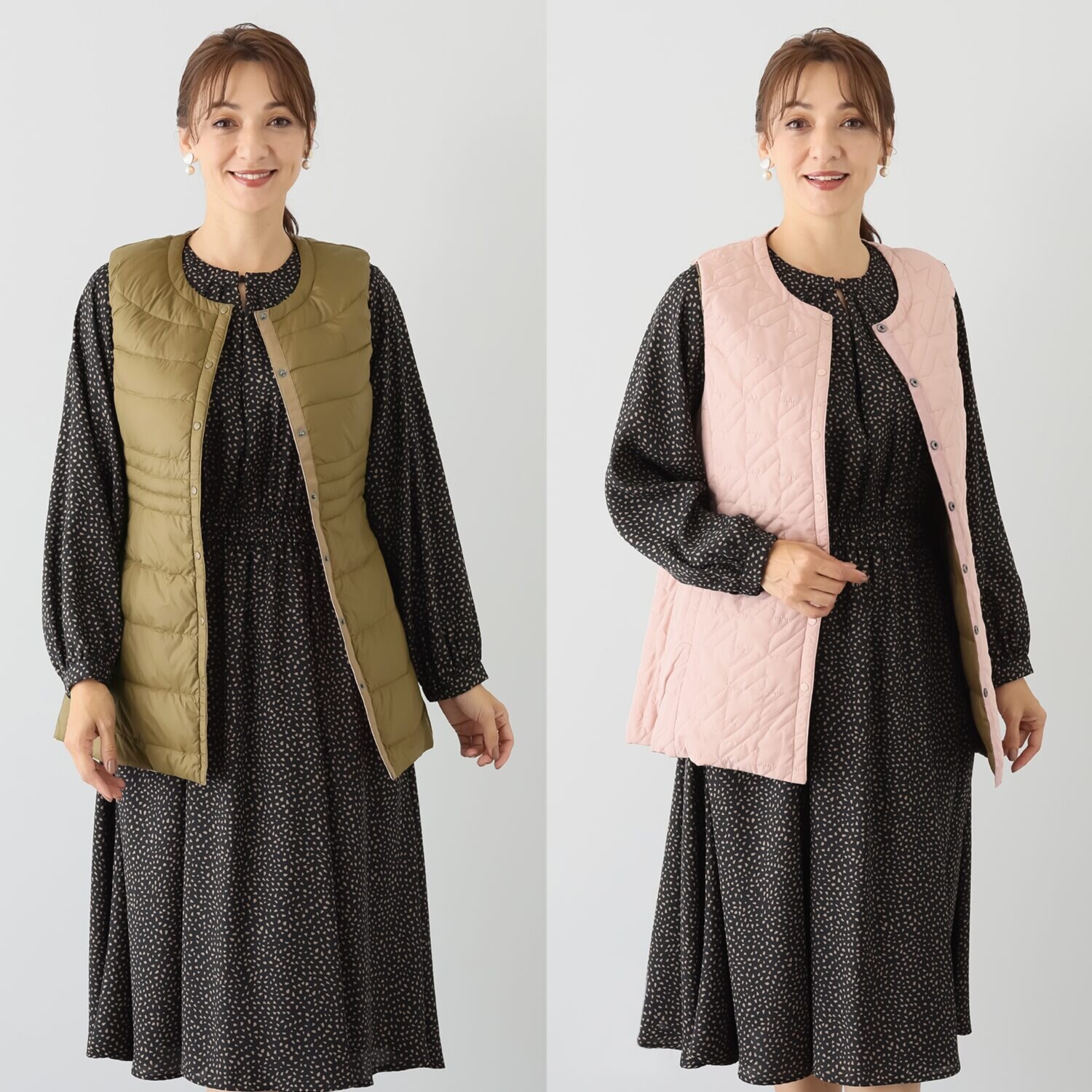 スタイル・ラヴィー 着回し抜群！ 中綿入りあったか リバーシブル ロングダウンベスト