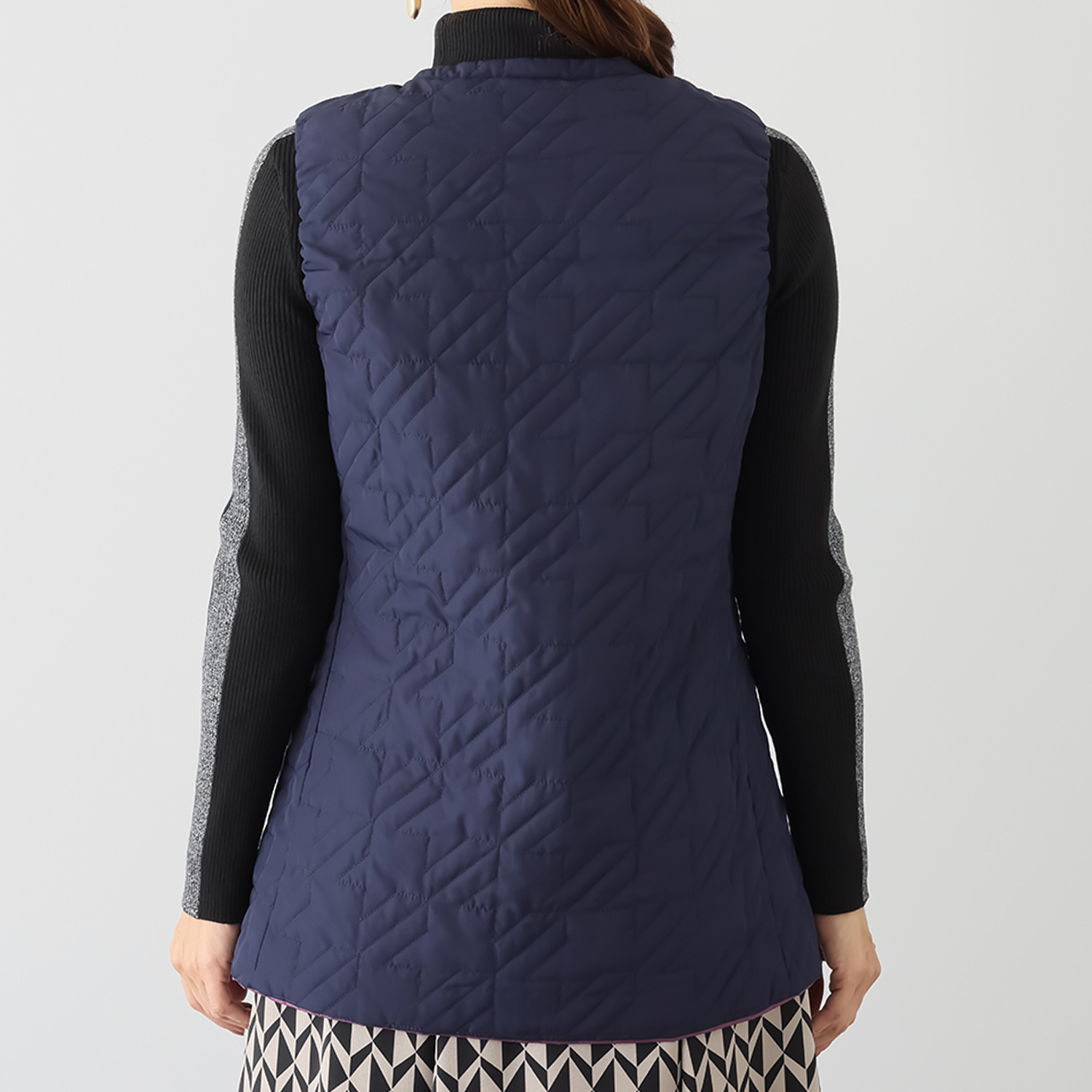 スタイル・ラヴィー 着回し抜群！ 中綿入りあったか リバーシブル ロングダウンベスト