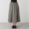 スタイル・ラヴィー バックサテンジョーゼット 幾何学柄プリント ウエストゴムで気楽な フレアースカート