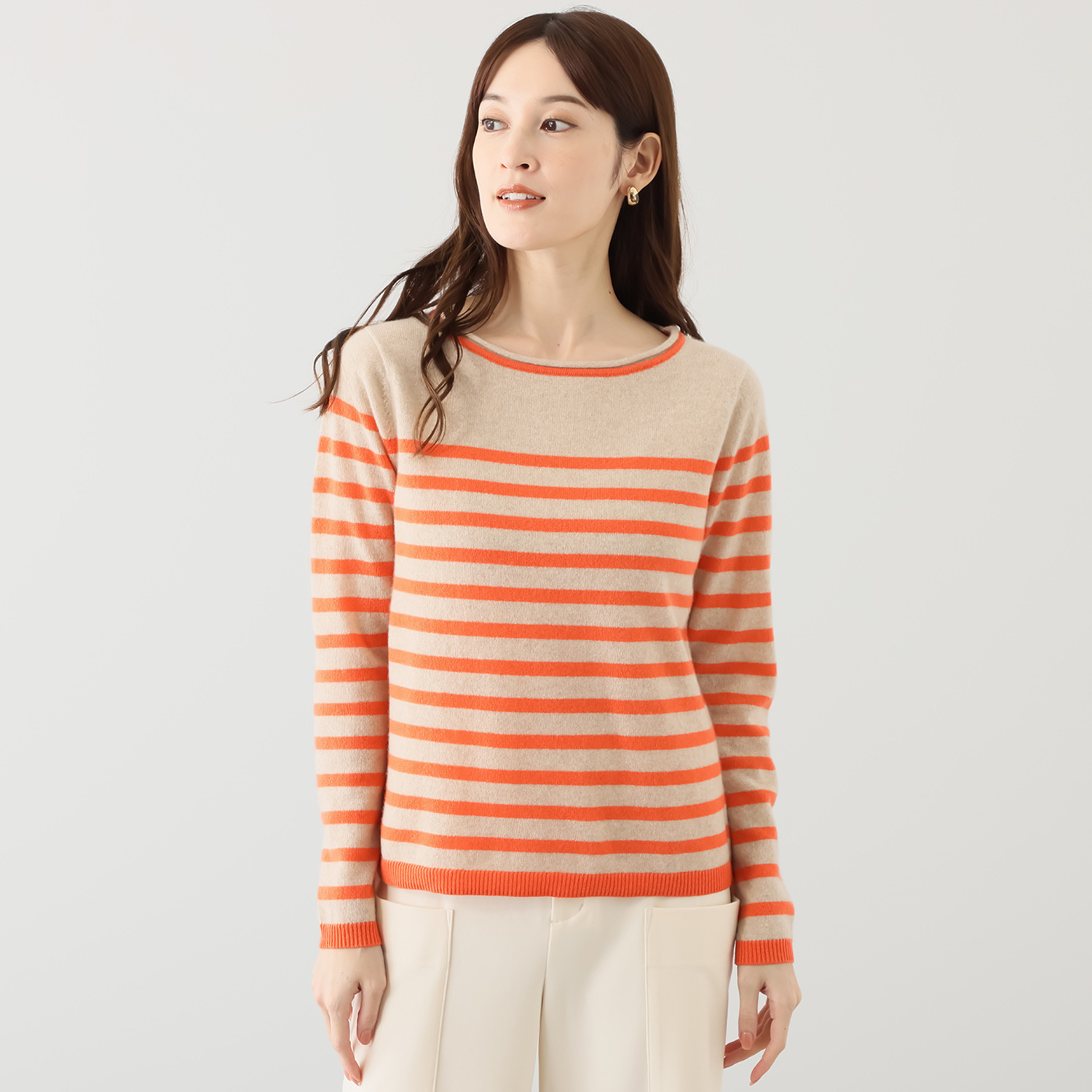 モカサン　ジュンコシマダ カシミヤ ボーダープルオーバー