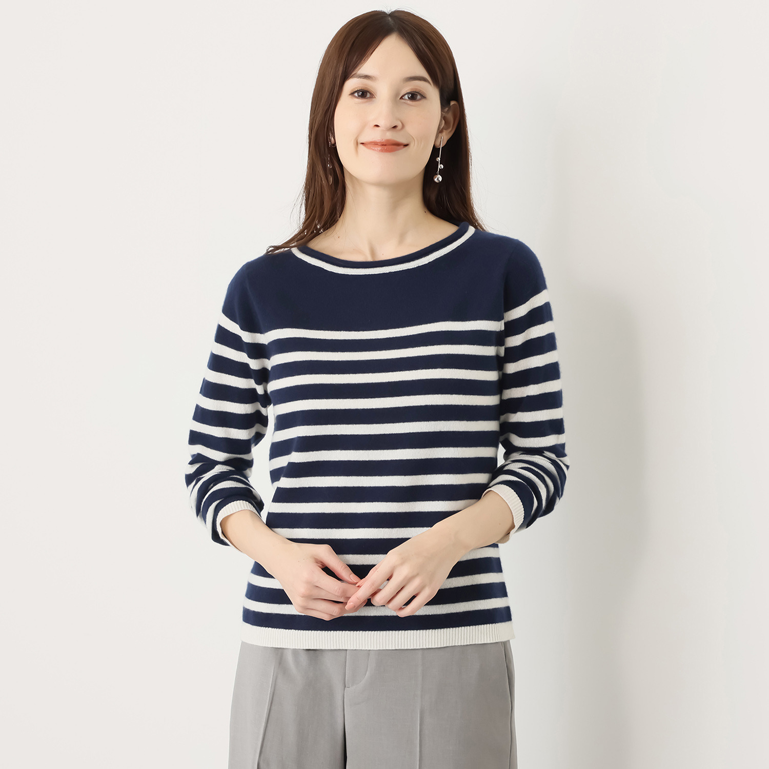 モカサン　ジュンコシマダ カシミヤ ボーダープルオーバー