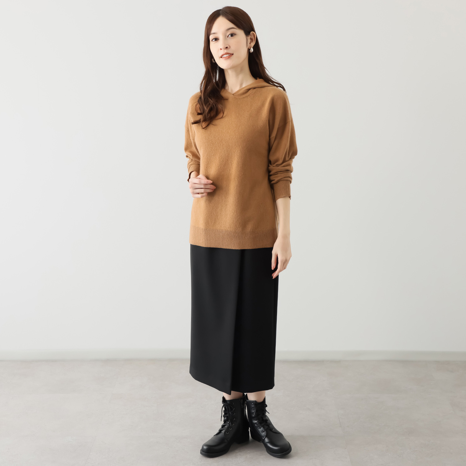 モカサン　ジュンコシマダ カシミヤ フーディープルオーバー