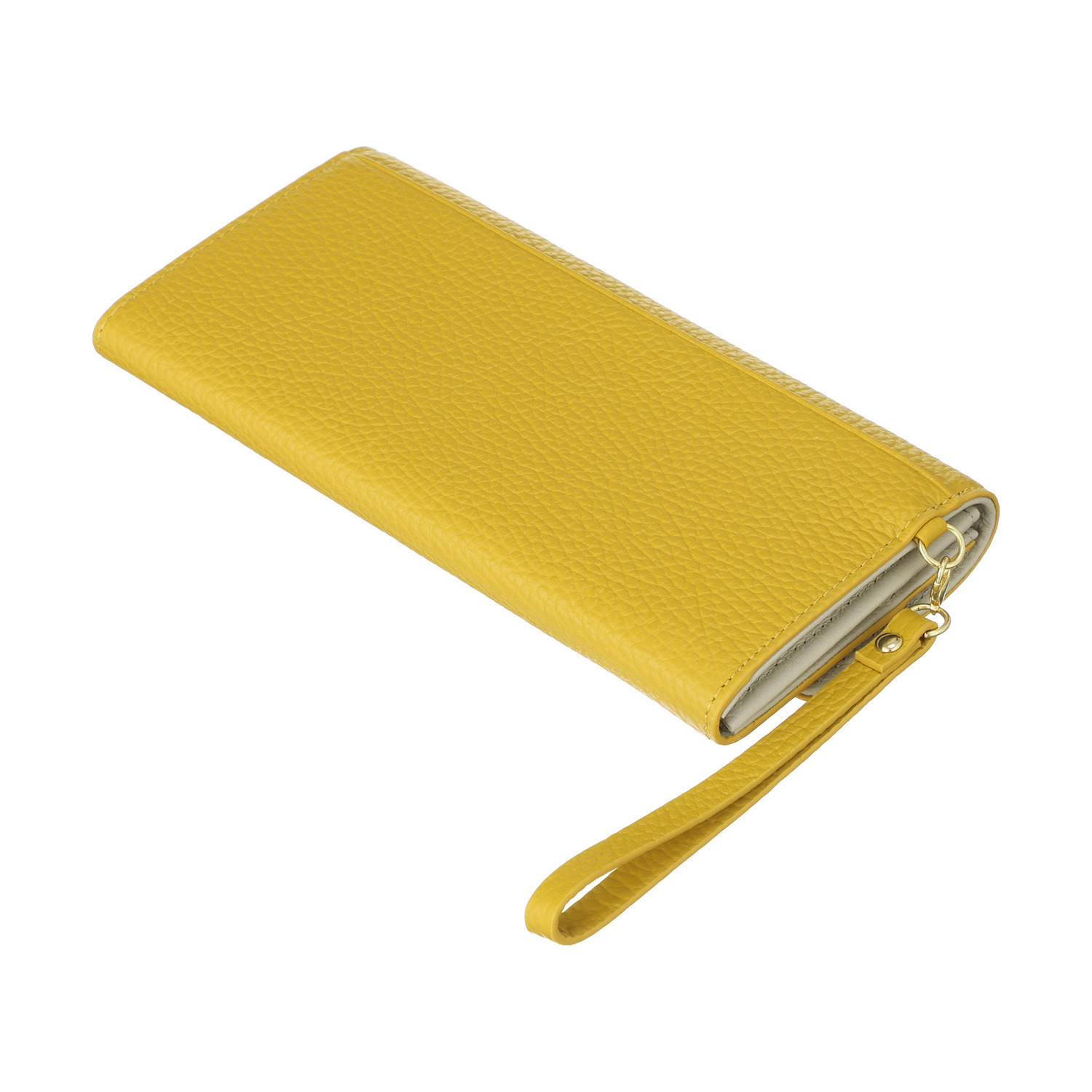 マリ・クレール イタリアンレザー 見やすくて使いやすい！ ガラスビジュウクローバー アクセント ギャルソン長財布