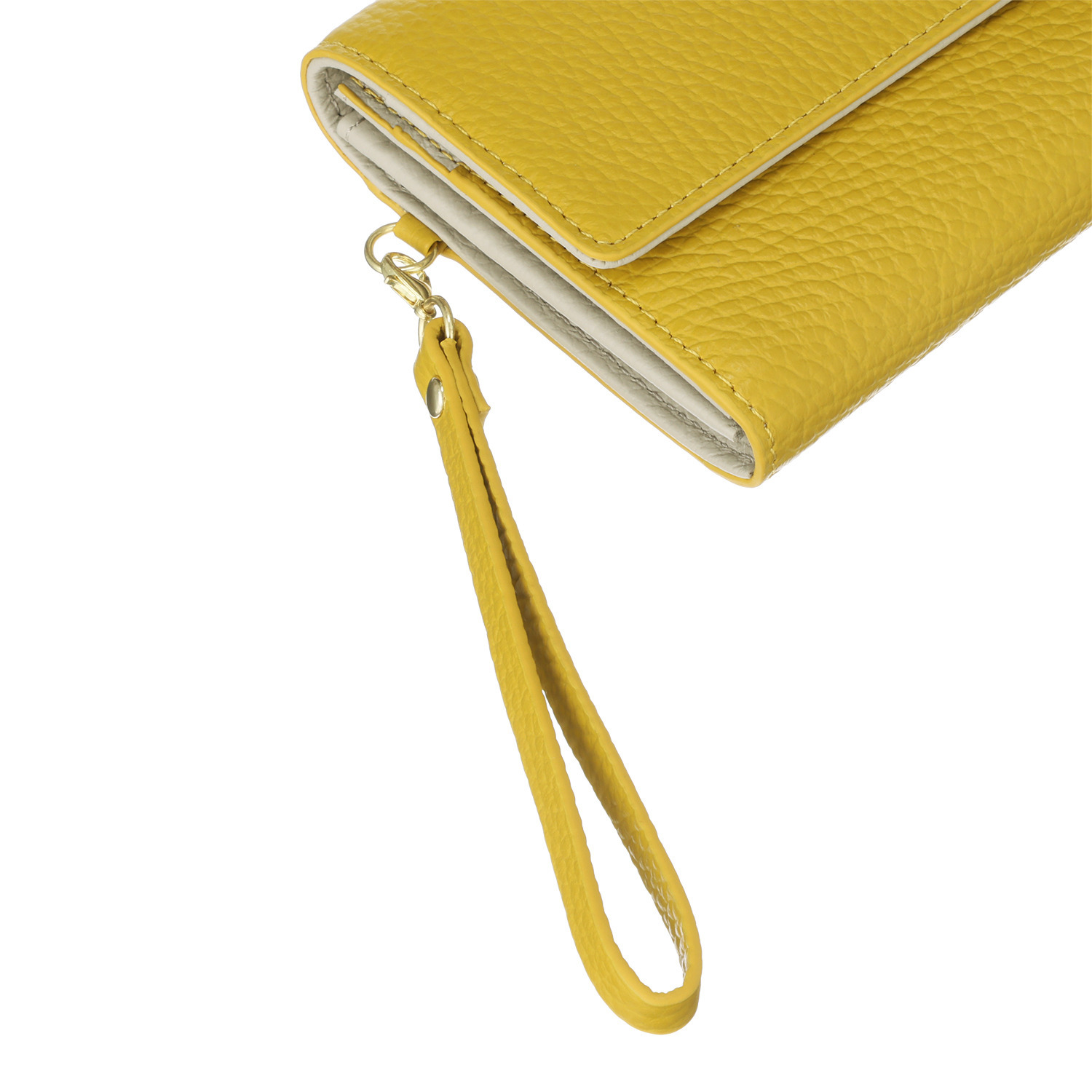 マリ・クレール イタリアンレザー 見やすくて使いやすい！ ガラスビジュウクローバー アクセント ギャルソン長財布