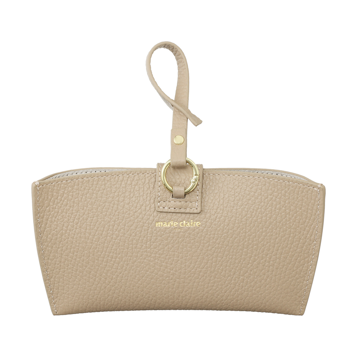 マリ・クレール 牛革 ガラスビジュウクローバー アクセント メガネケースチャーム