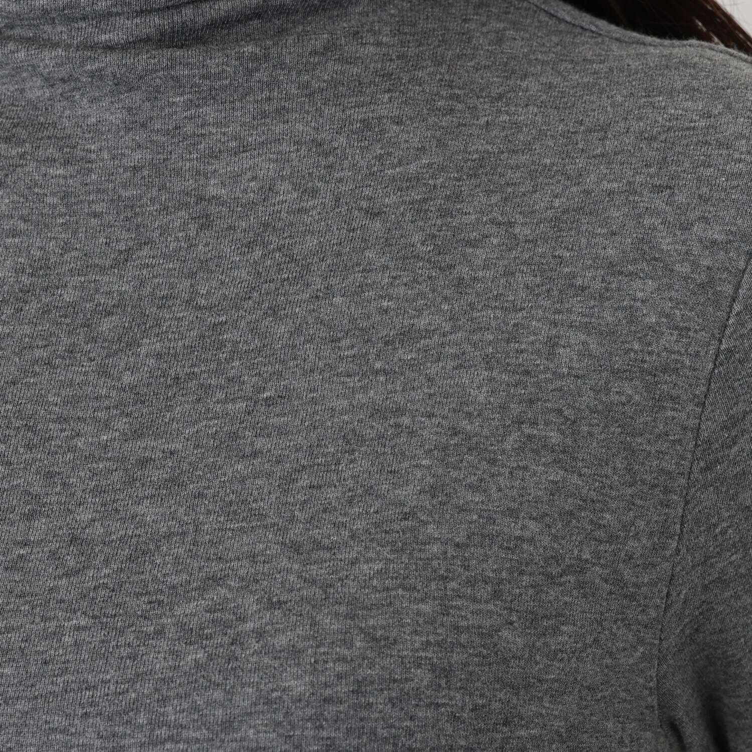 天使の綿シフォン トップ杢 モックネック 一重長袖プルオーバー