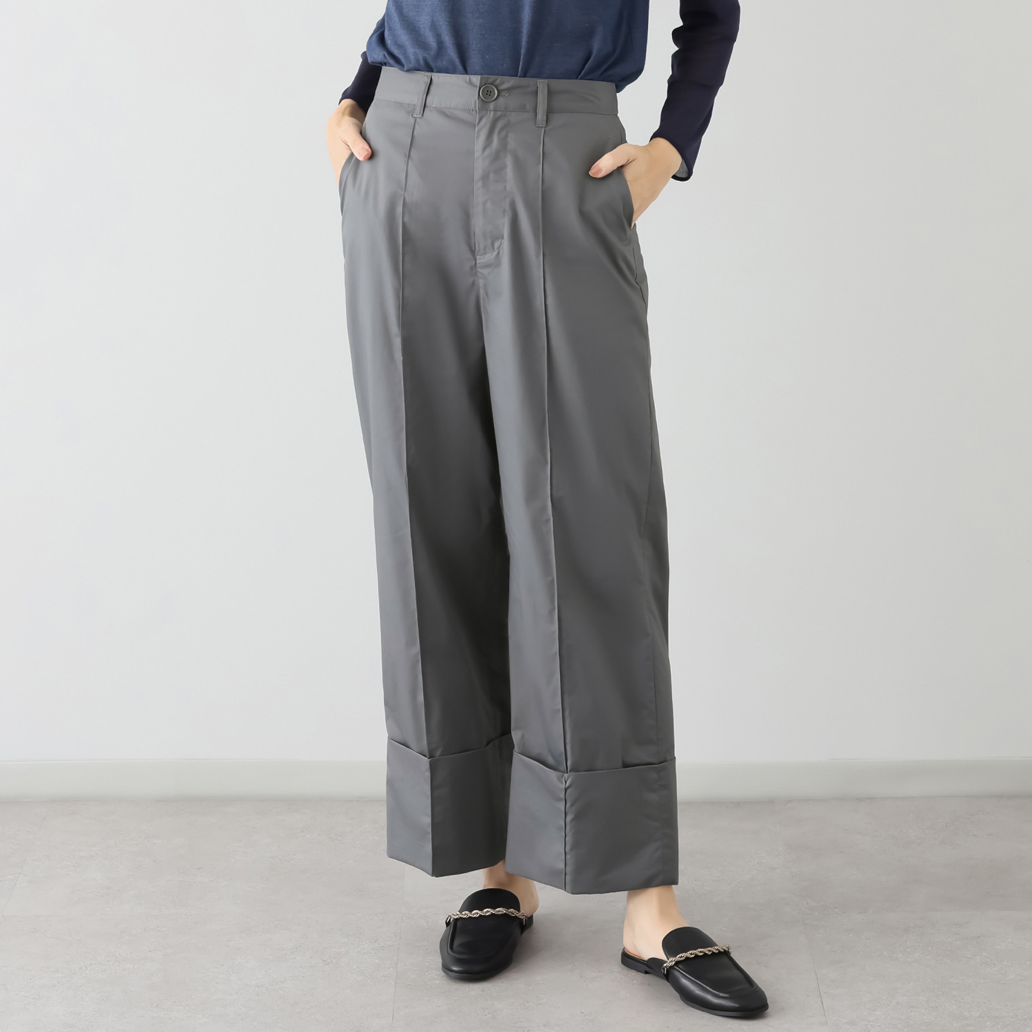 ハリス 裾ダブル ワイドパンツ