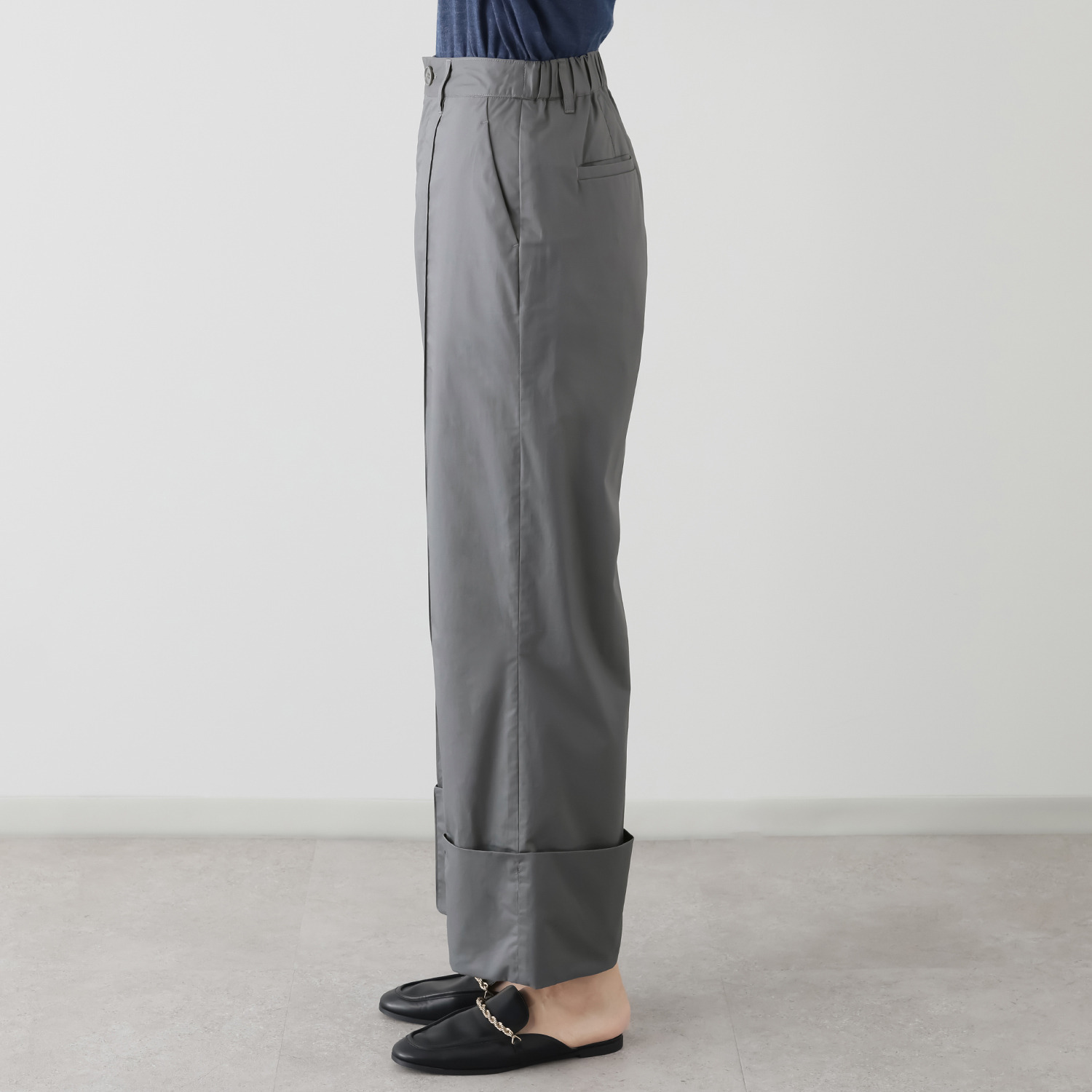ハリス 裾ダブル ワイドパンツ