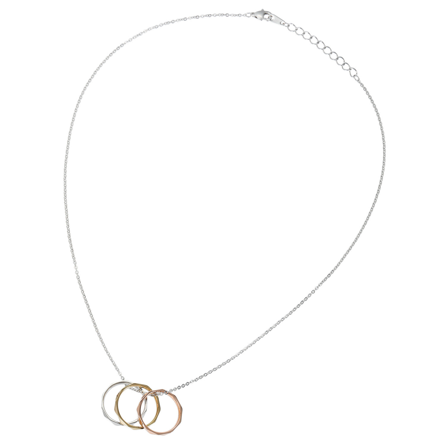 デイスティー サージカルステンレス メタルファセットカット トリカラーリング＆ ネックレスセット