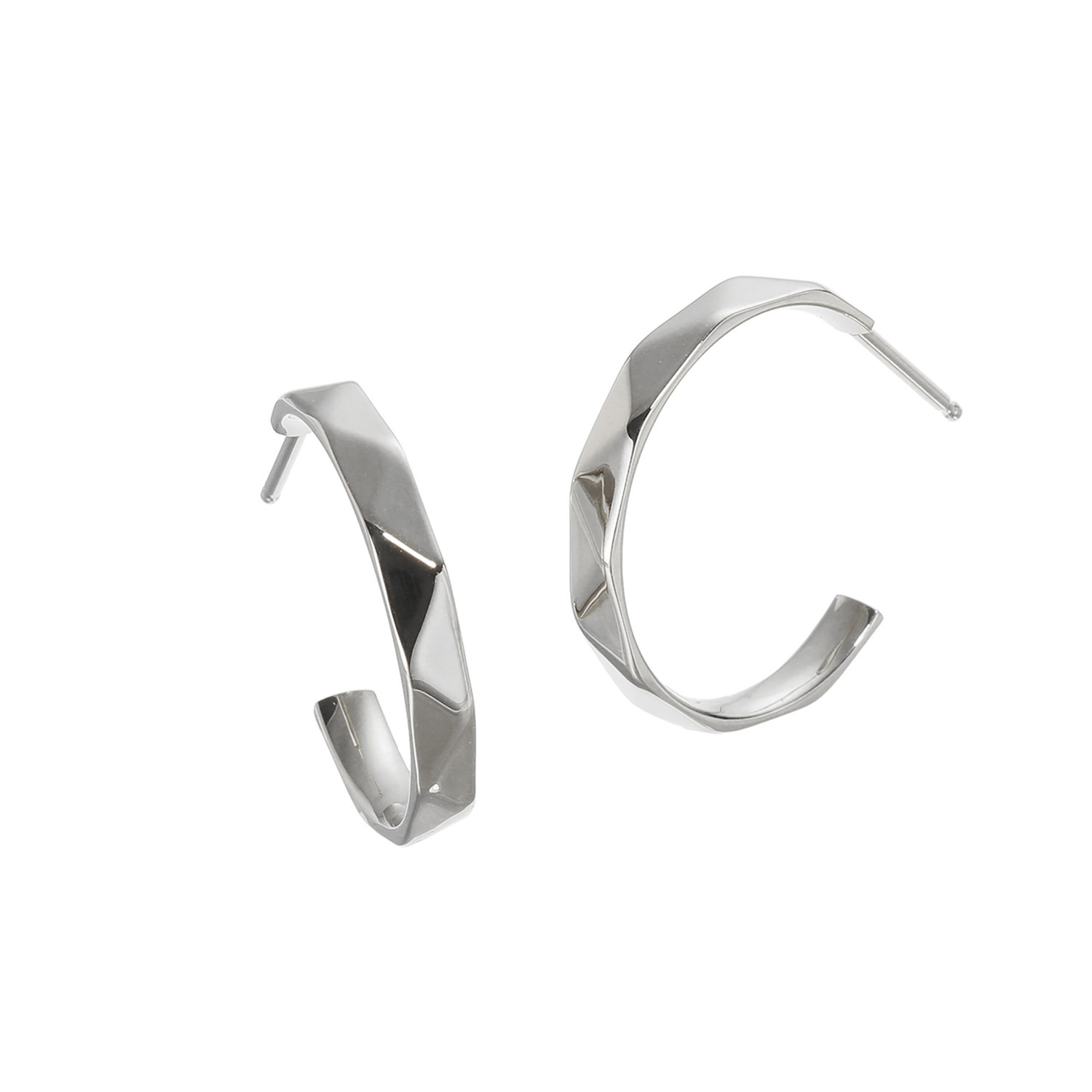 デイスティー サージカルステンレス メタルファセットカット フープピアス