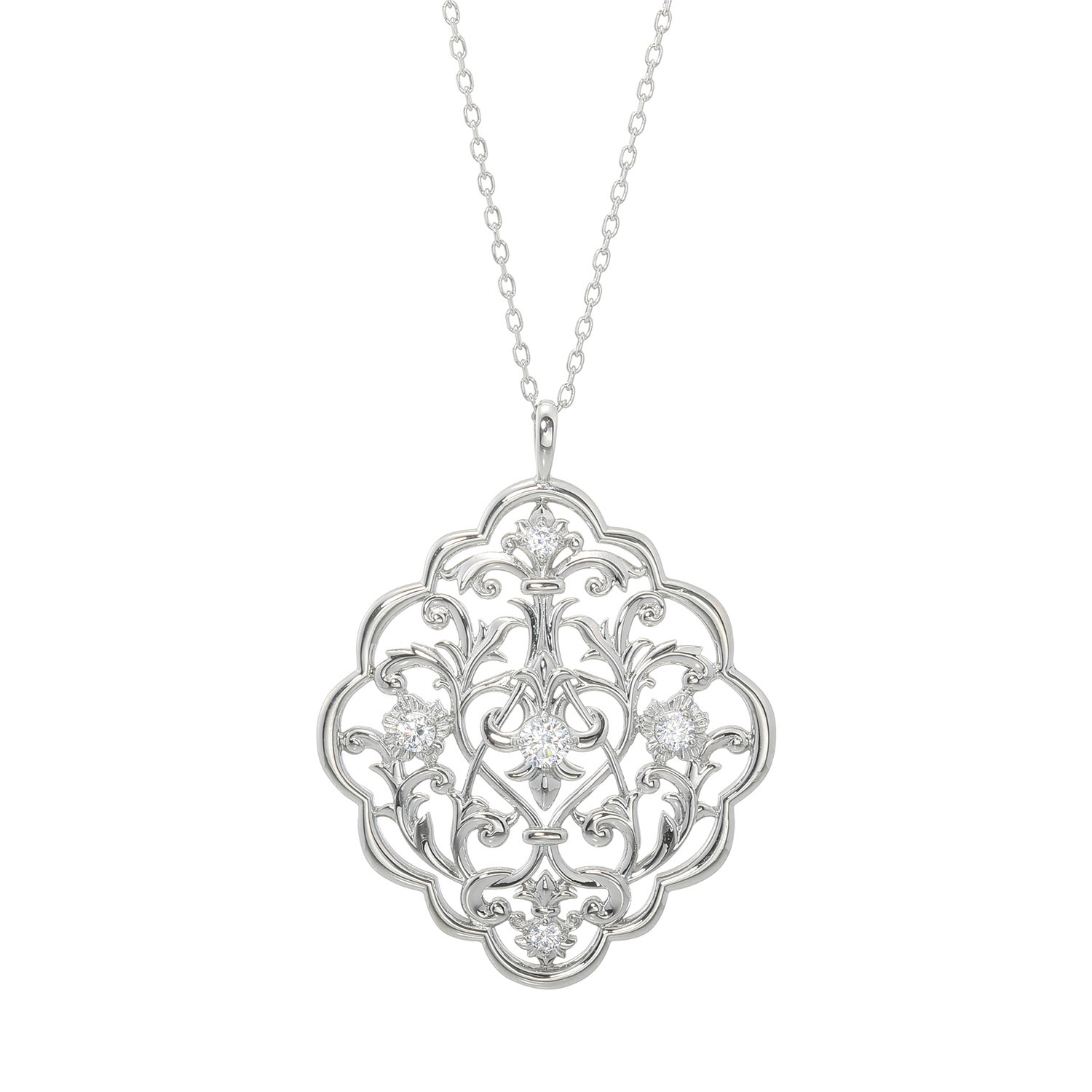 ステングレイス サージカルステンレス プレシオサ社製ＣＺ ヴィクトリアン調 レースデザイン ロングペンダント