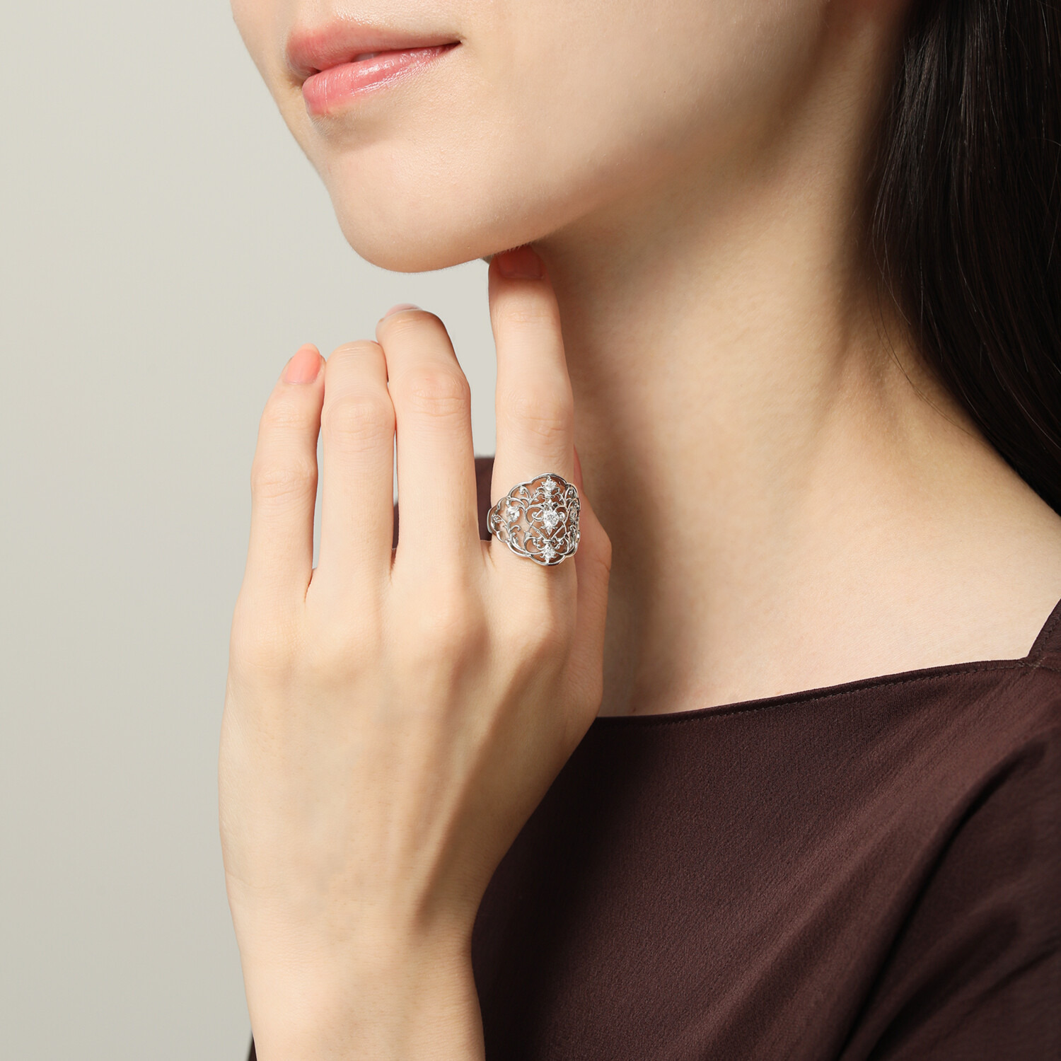 ステングレイス サージカルステンレス プレシオサ社製ＣＺ ヴィクトリアン調 レースデザイン リング