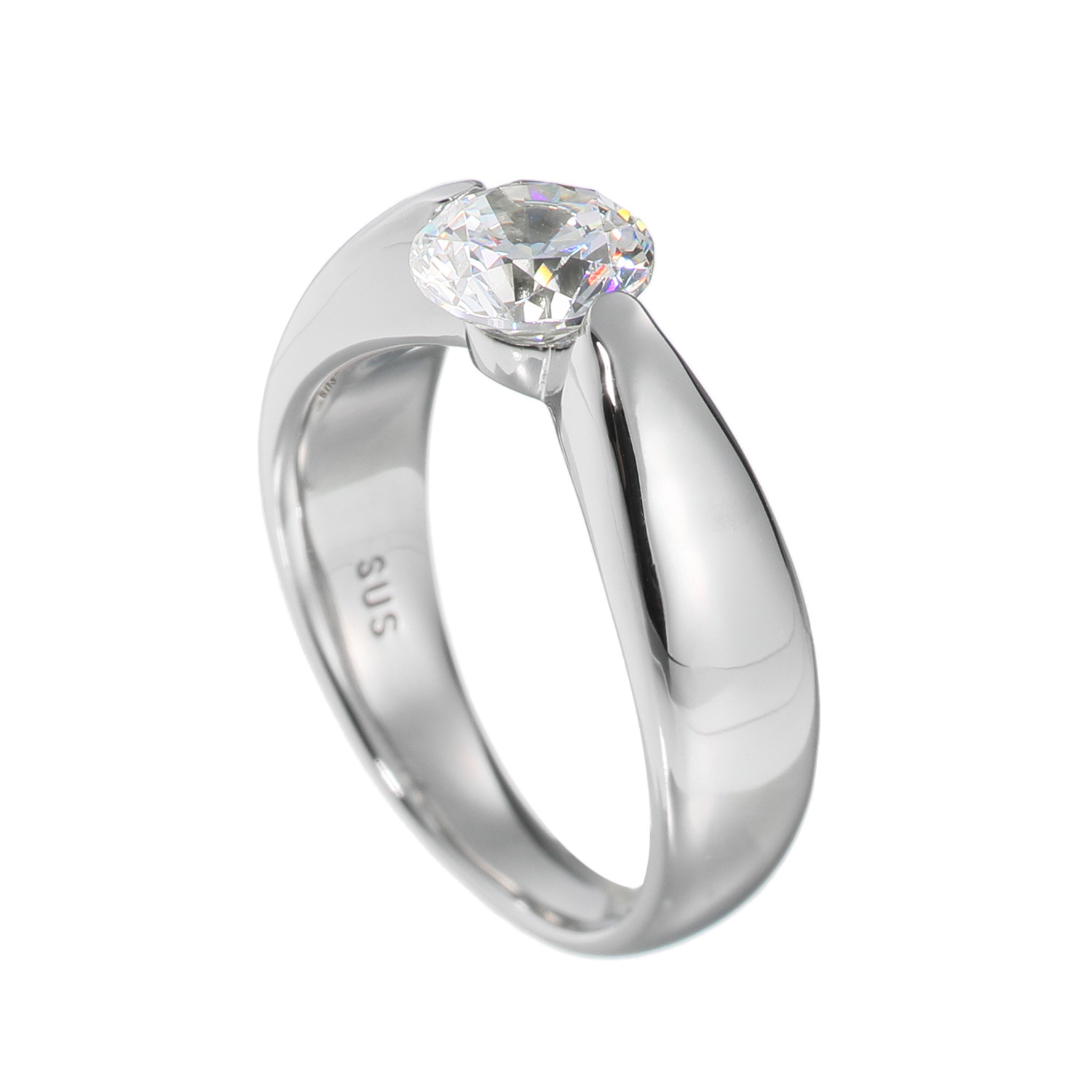 ステングレイス サージカルステンレス プレシオサ社製ＣＺ テンションセッティング風 ソリティアリング