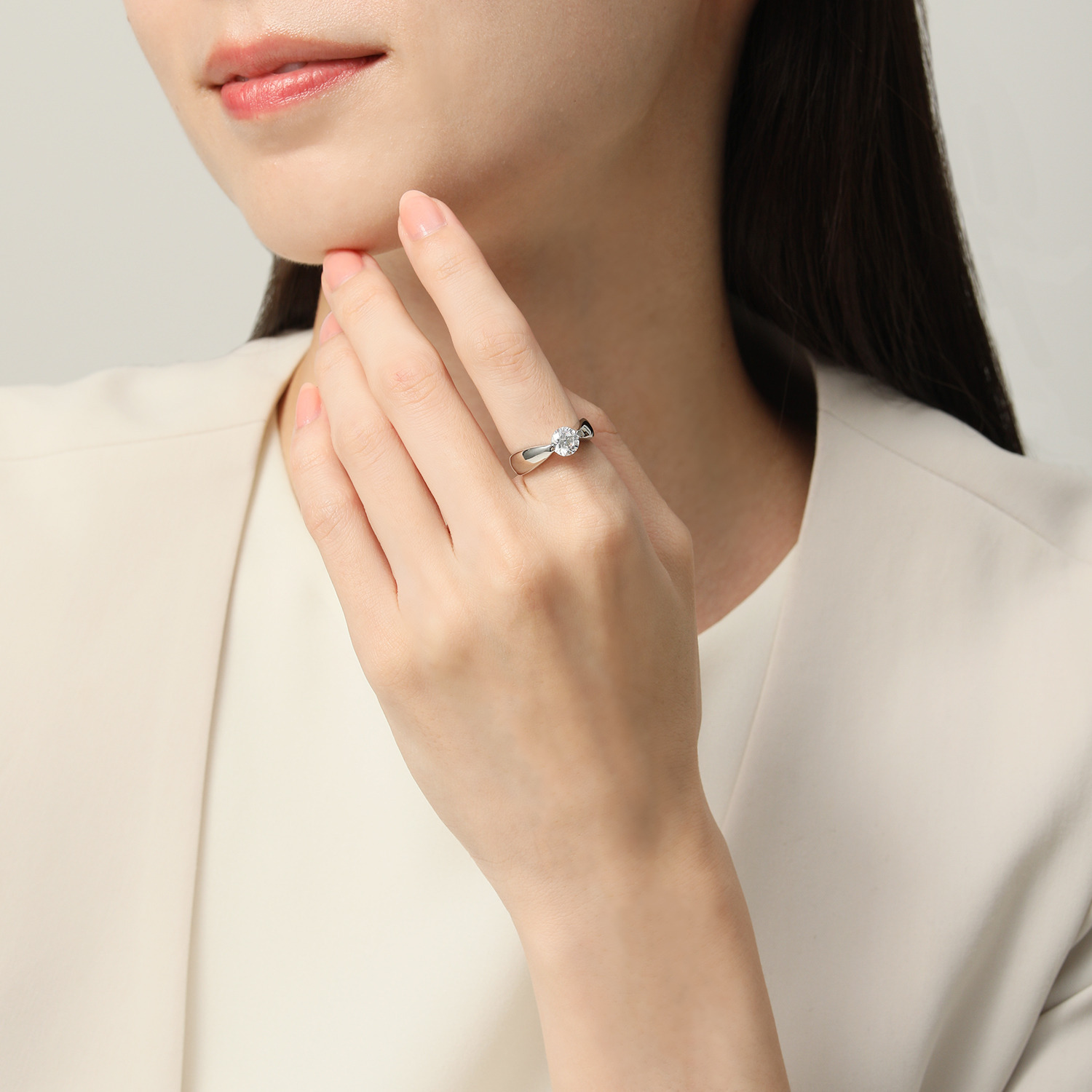 ステングレイス サージカルステンレス プレシオサ社製ＣＺ テンションセッティング風 ソリティアリング