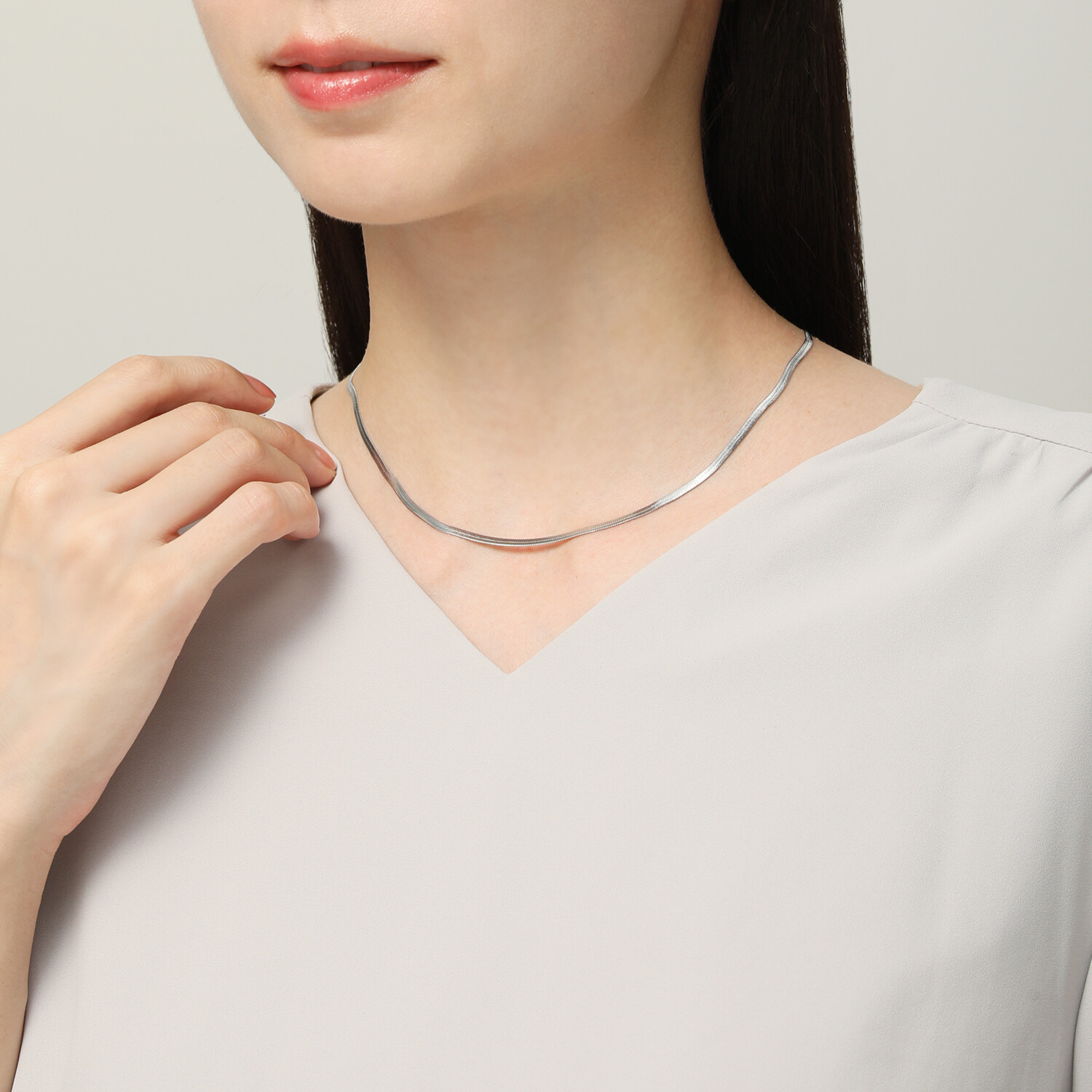 ステングレイス サージカルステンレス ヘリンボーン チェーンネックレス