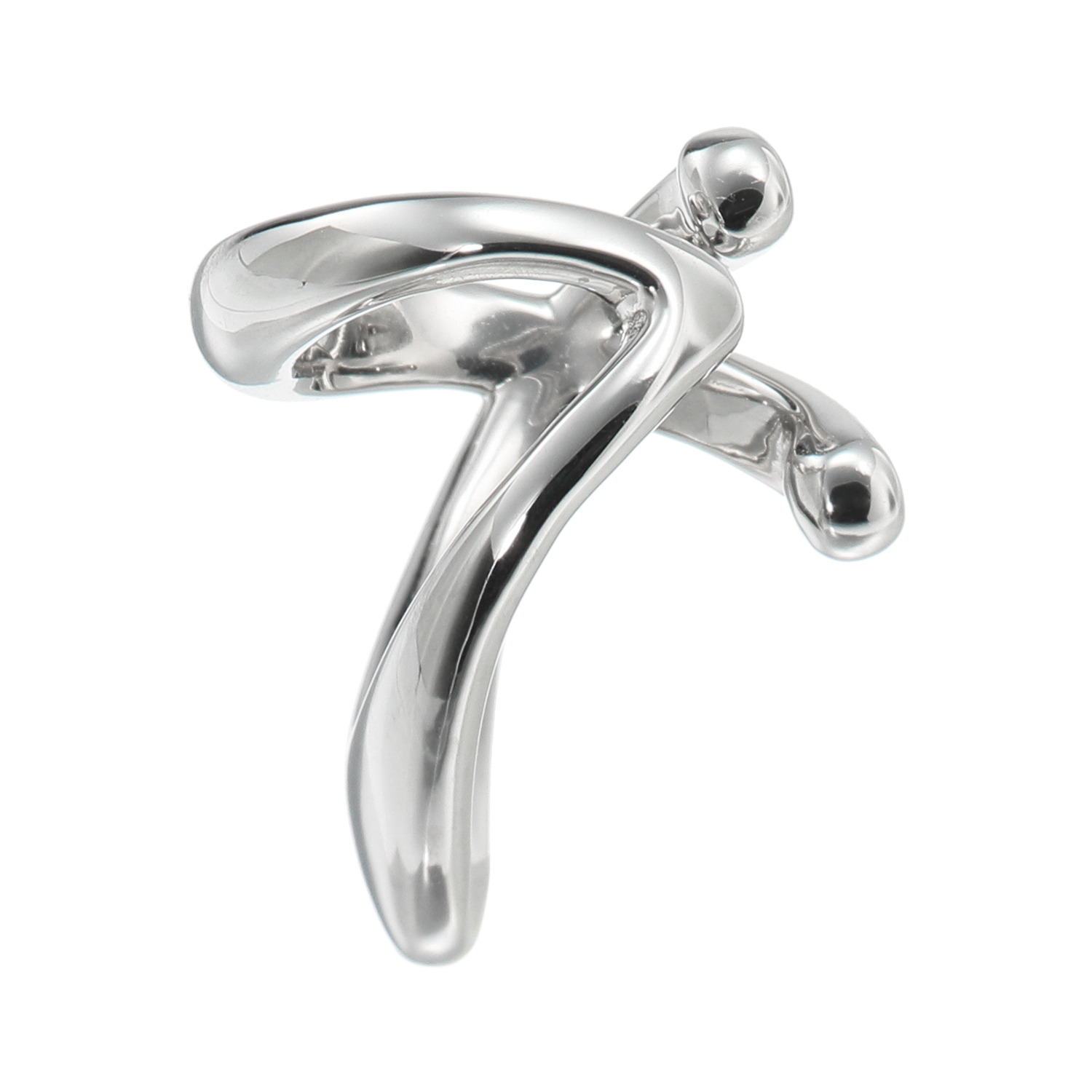 ステングレイス サージカルステンレス カーブライン＆ アシンメトリークロス リバーシブル イヤーカフ ＜片側のみ＞