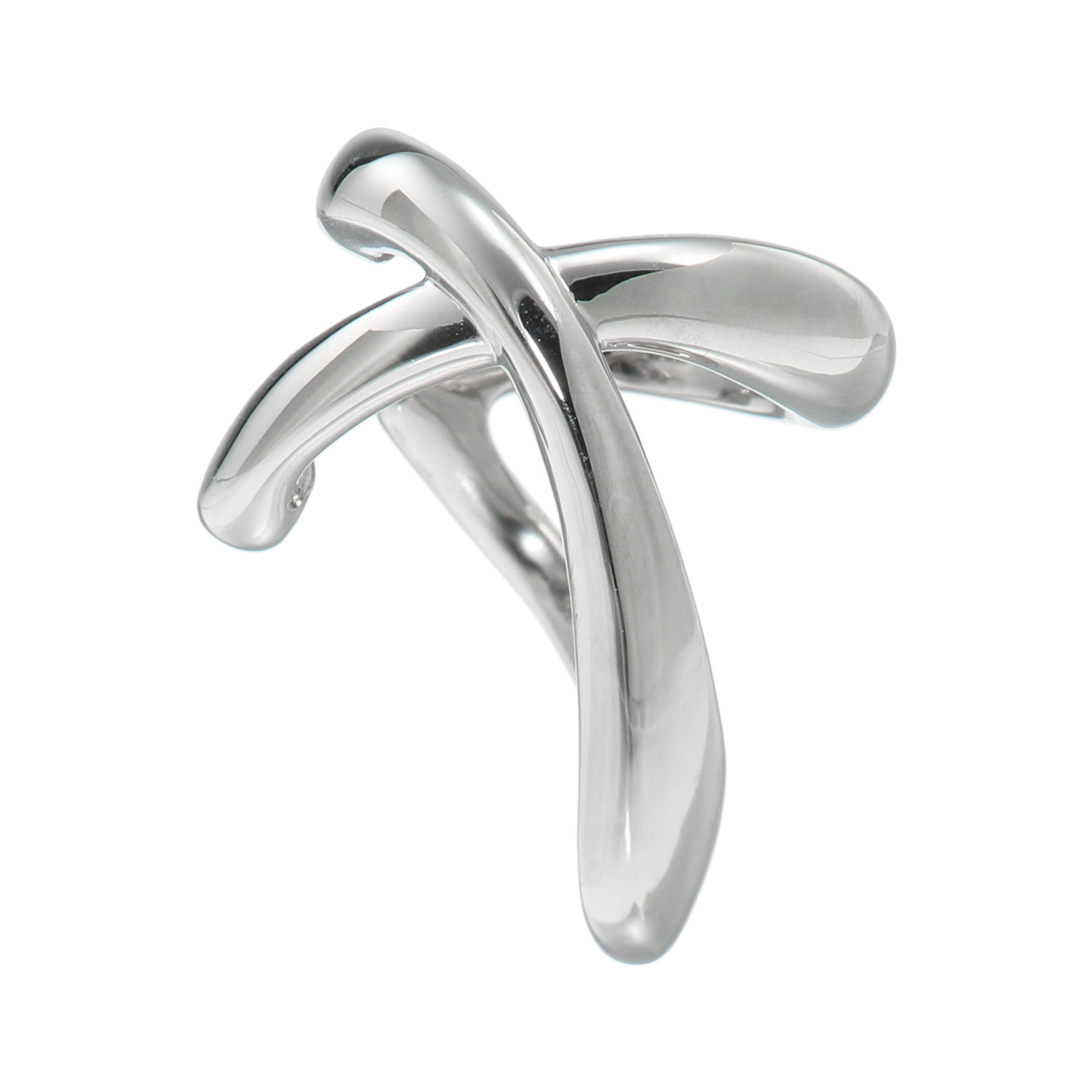 ステングレイス サージカルステンレス カーブライン＆ アシンメトリークロス リバーシブル イヤーカフ ＜片側のみ＞