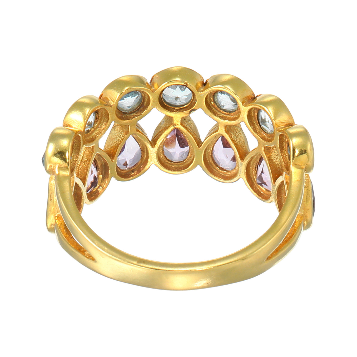 インプレスミー アメシスト＆ ブルートパーズ ツインライン ハーフエタニティリング