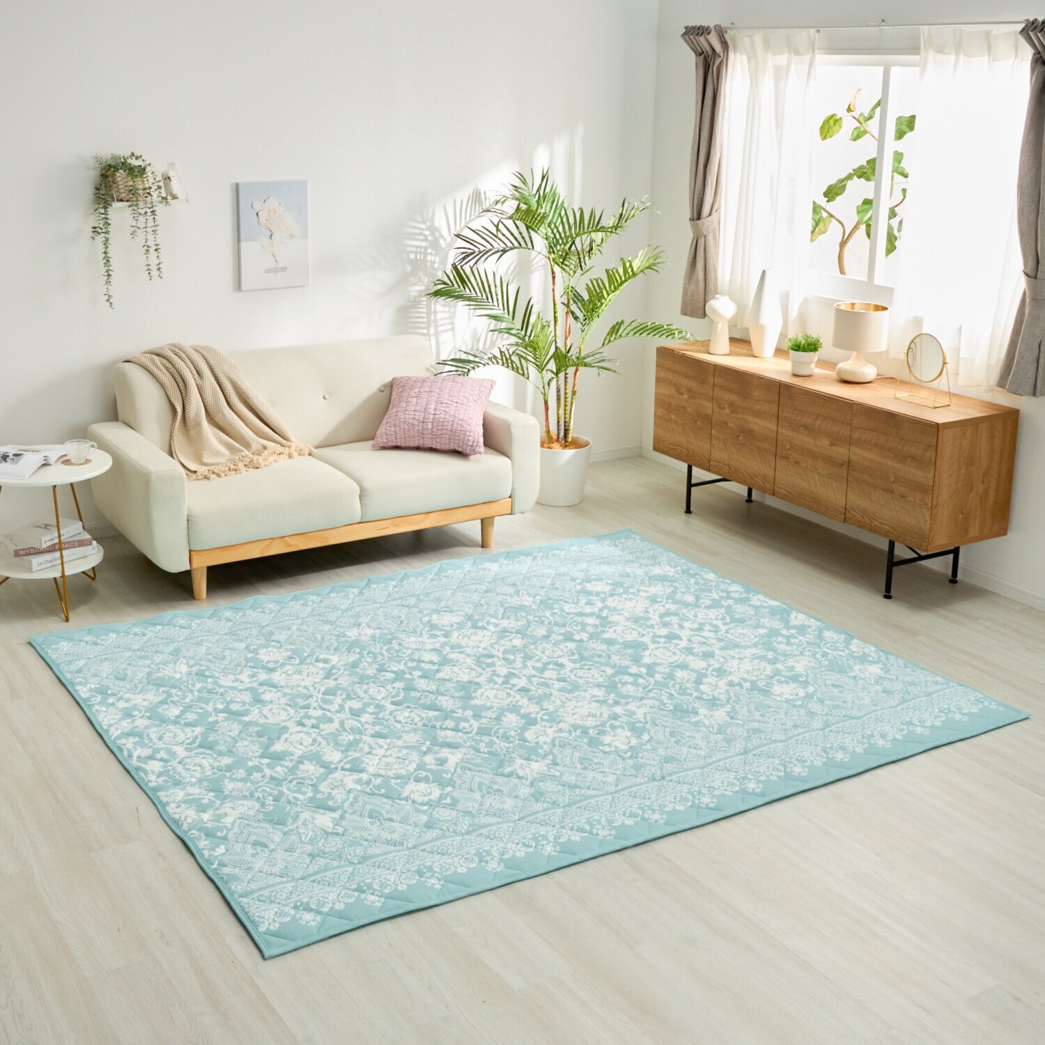 ひんやり素材＆ ＰＣＭプリントで ダブル冷感！ クールラグ アンダルーナ ＜１９０×２４０ｃｍ＞