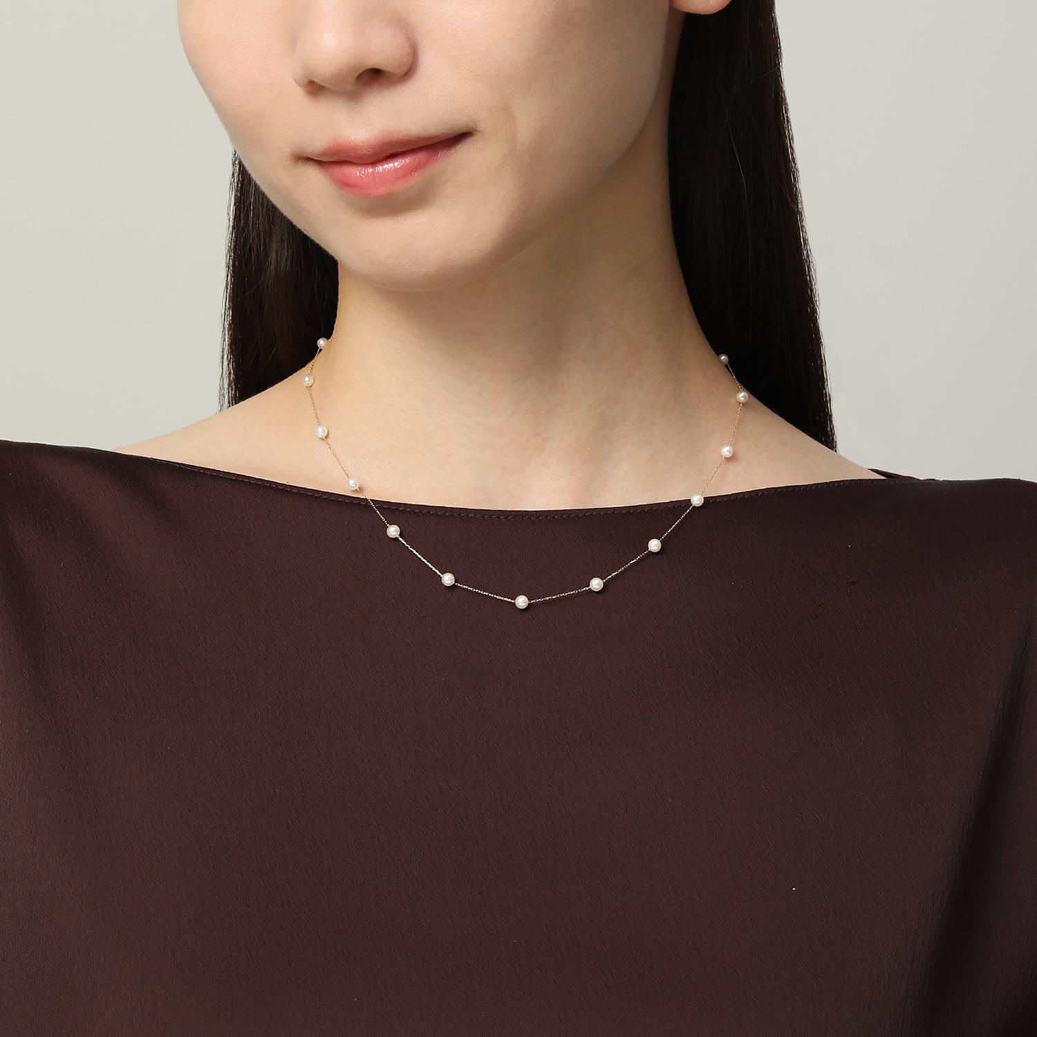 ジュペレ １０Ｋ 国産ベビーアコヤパール ステーションデザイン ネックレス