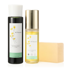 サンナチュラルズ プレミアム ピュアジェイオイル＆ サングリーン ローション＆ ピュアジェイ　ソープ スターターセット