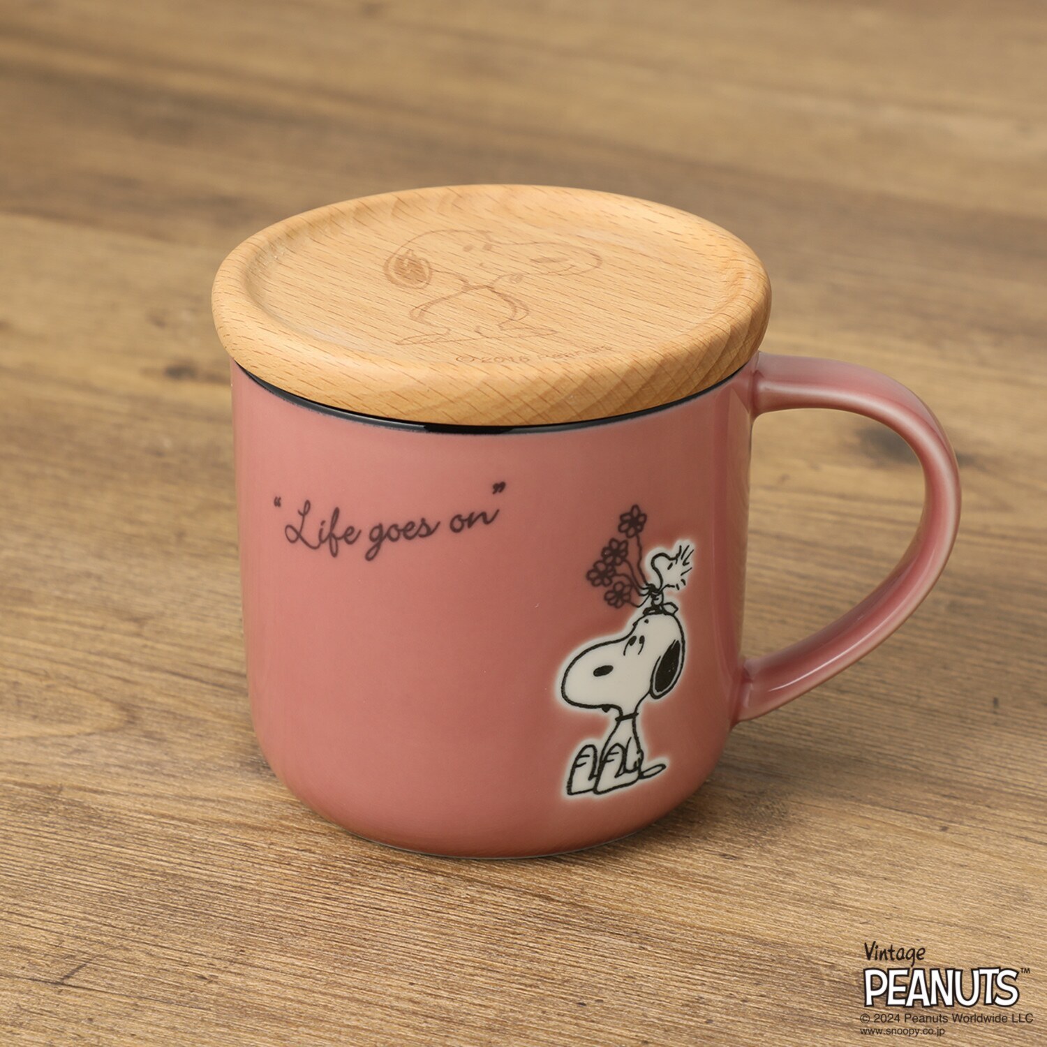 スヌーピー 木製コースター付マグ ＜約３５０ｍｌ＞