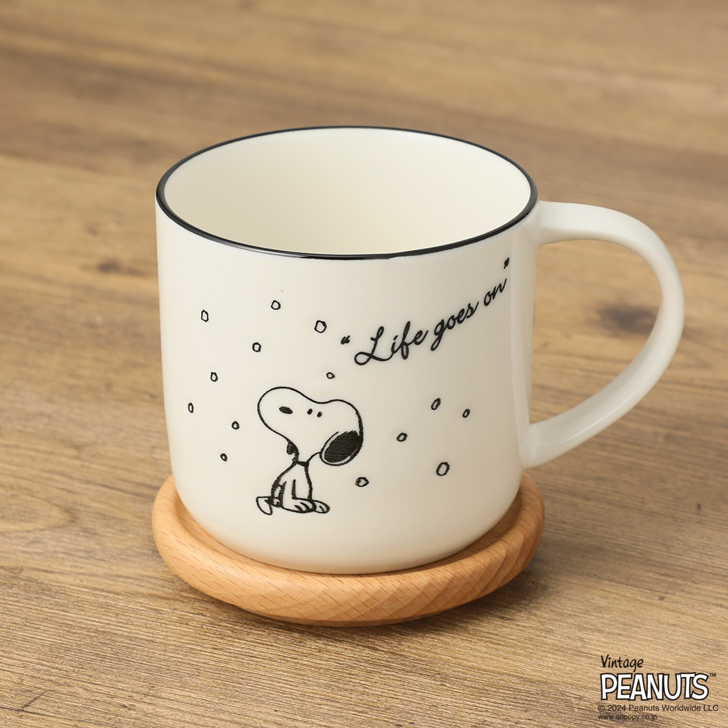 スヌーピー 木製コースター付マグ ＜約３５０ｍｌ＞