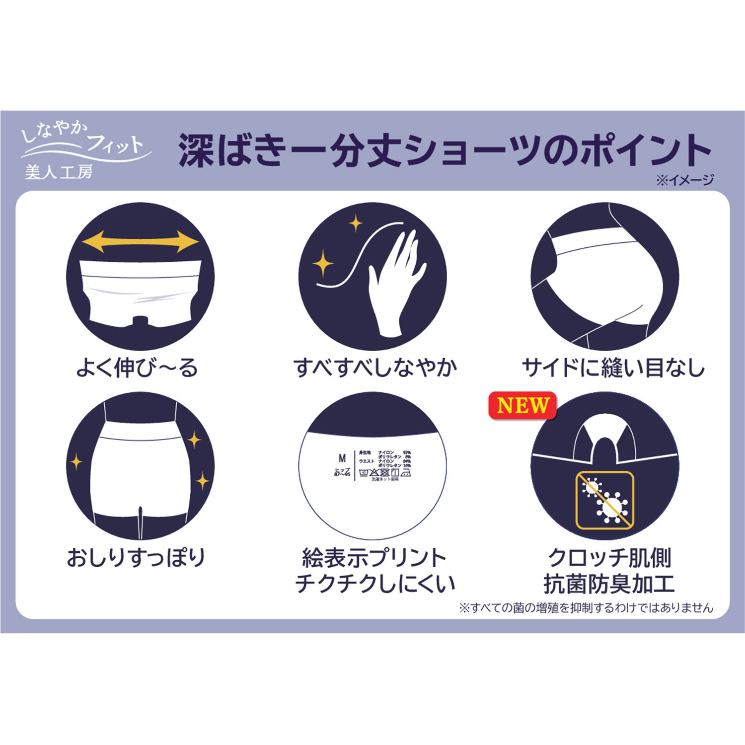 美人工房 しなやかフィット 深ばき一分丈ショーツ ４枚セット