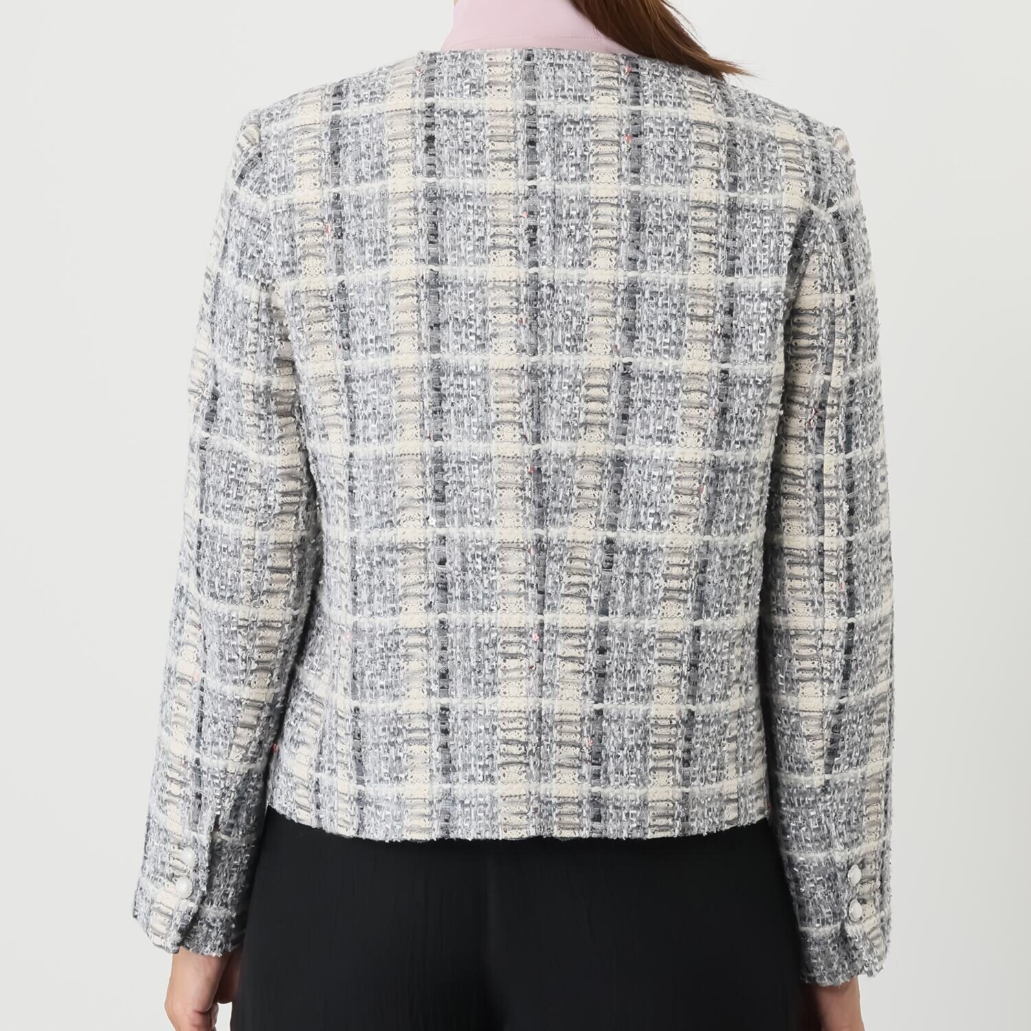 ゴドー 美しいミックスツイード ノーカラージャケット