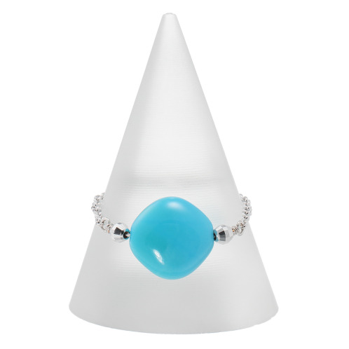 ミケランジェロ アリゾナ産ターコイズ 2.3カラットUP ピローシェイプ チェーンリング ミケランジェロ アリゾナ産ターコイズ 2.3カラットUP ピローシェイプ チェーンリング